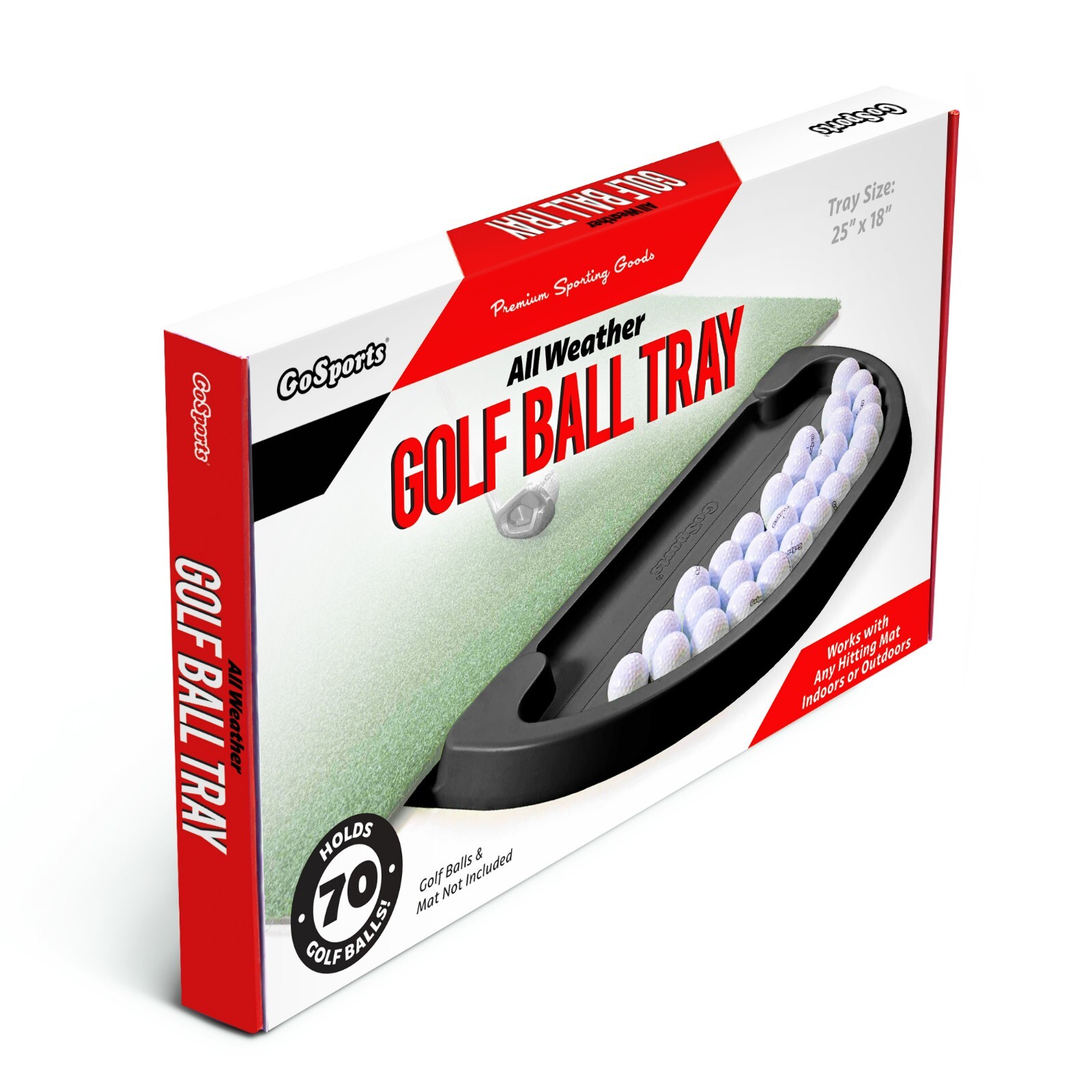 GoSports All-Weather Golf Ball Tray 70 Ball Capacity - Black