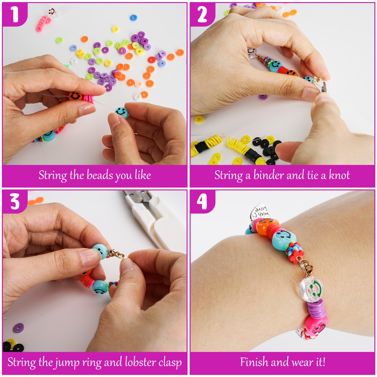 12200 Pcs Clay Beads for Jewelry Making Bracelet Kit Set Flat Polymer Beads KID