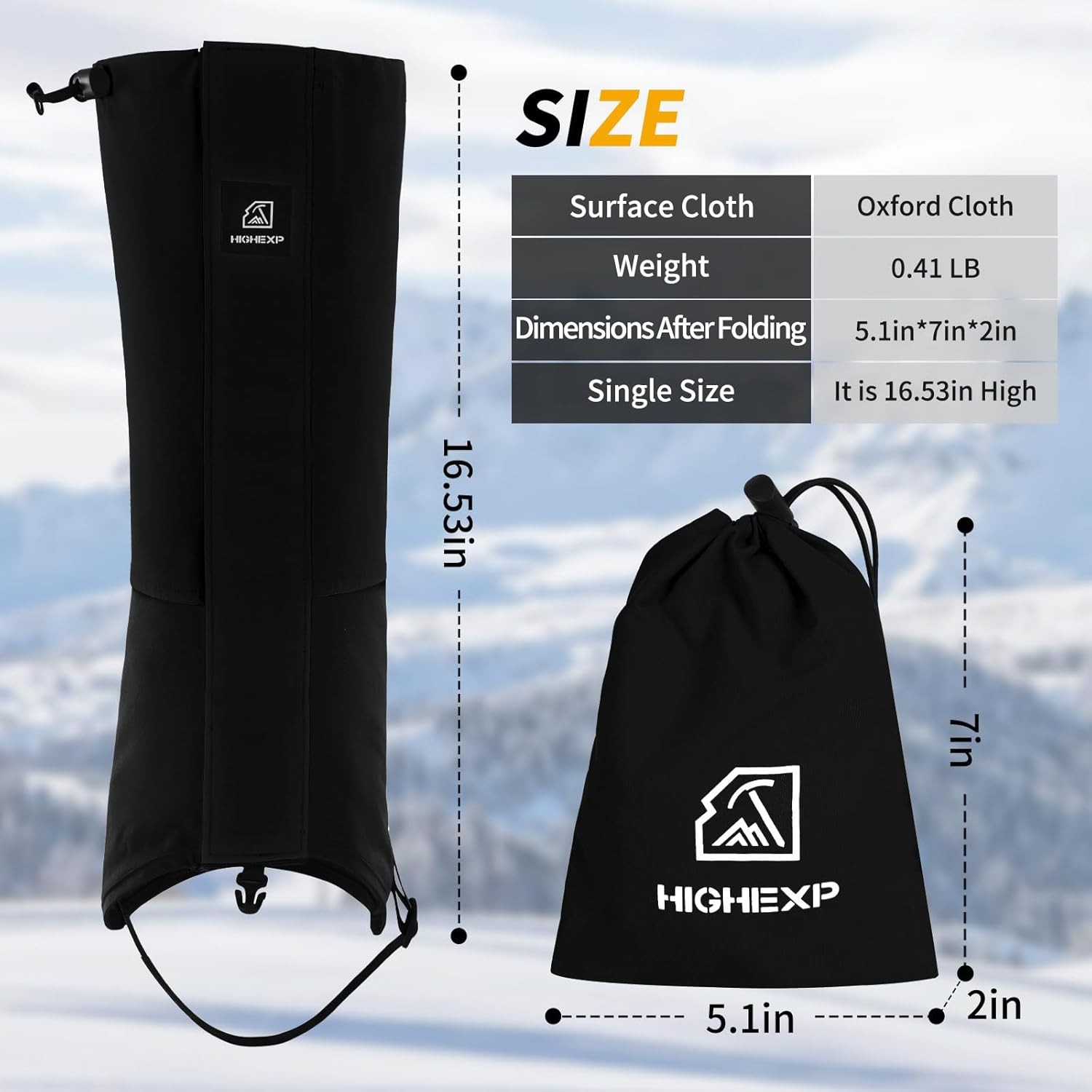 Leg Gaiters 100% Waterproof Adjustable Shoe Snow Boot Guard Gators for Hiking Sh