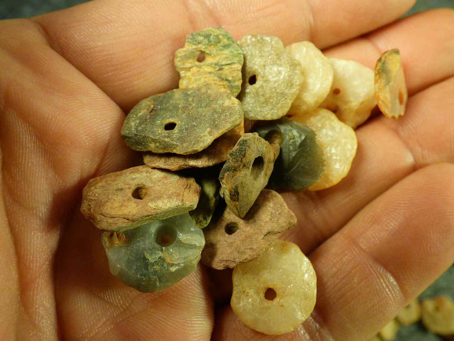(10) Pre-1600 Cherokee Indian Drilled Stone Trade Beads Found Judaculla Rock NC