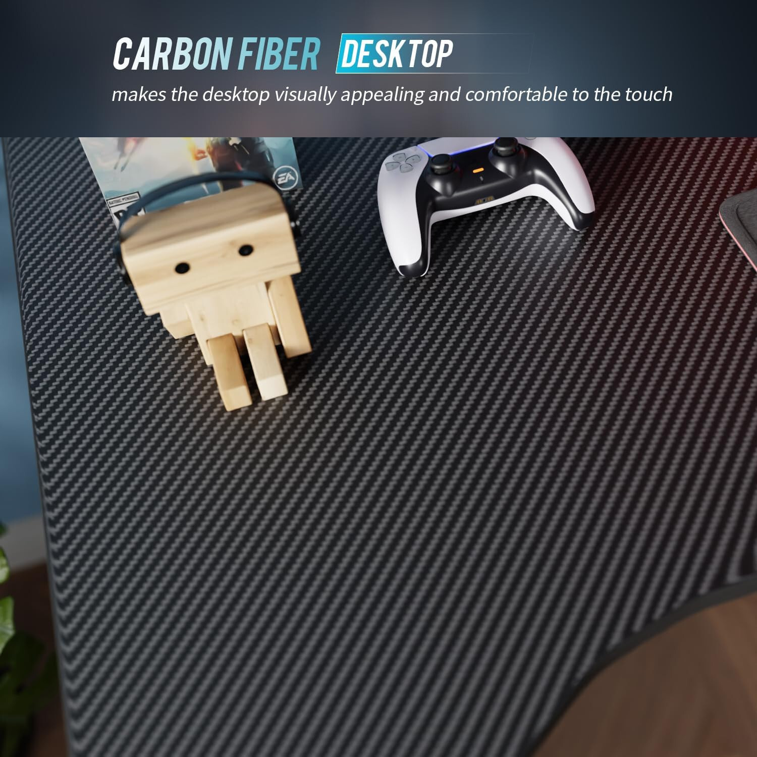 47 Inch Gaming Desk PC Carbon Fiber Table Ultimate Gamer Workstation