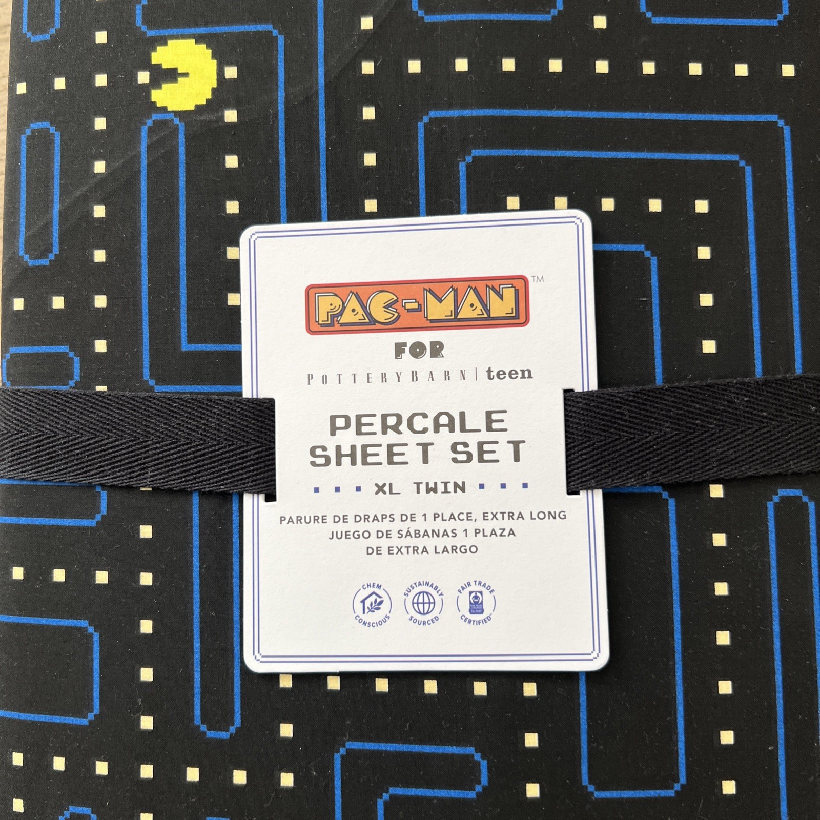 Pottery Barn Teen Pac-Man Gamer TWIN XL Size Sheet Set Cotton