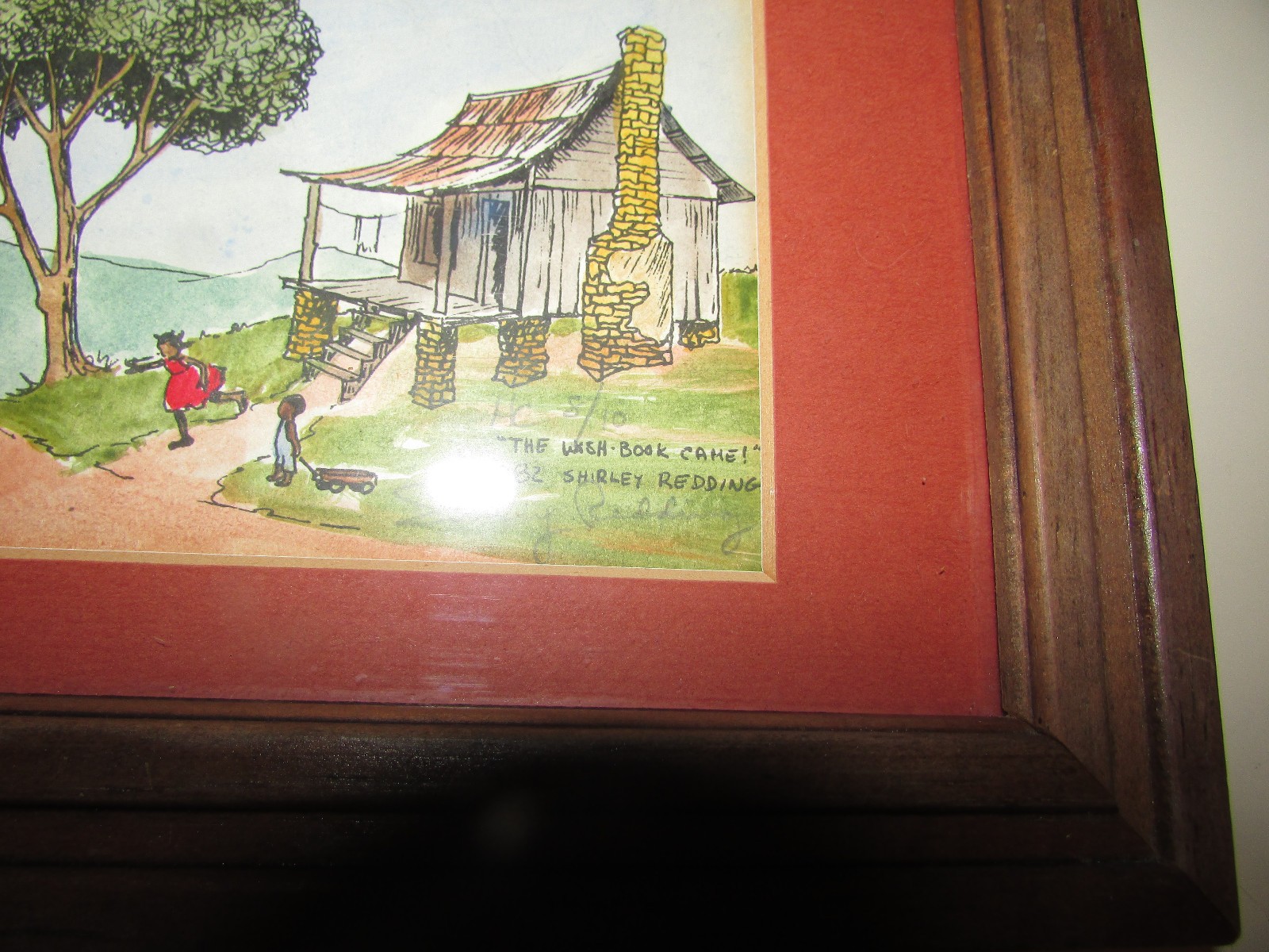 Watercolor Hand Colored Print Shirley Redding Signed 8 Of 10 Black Americana