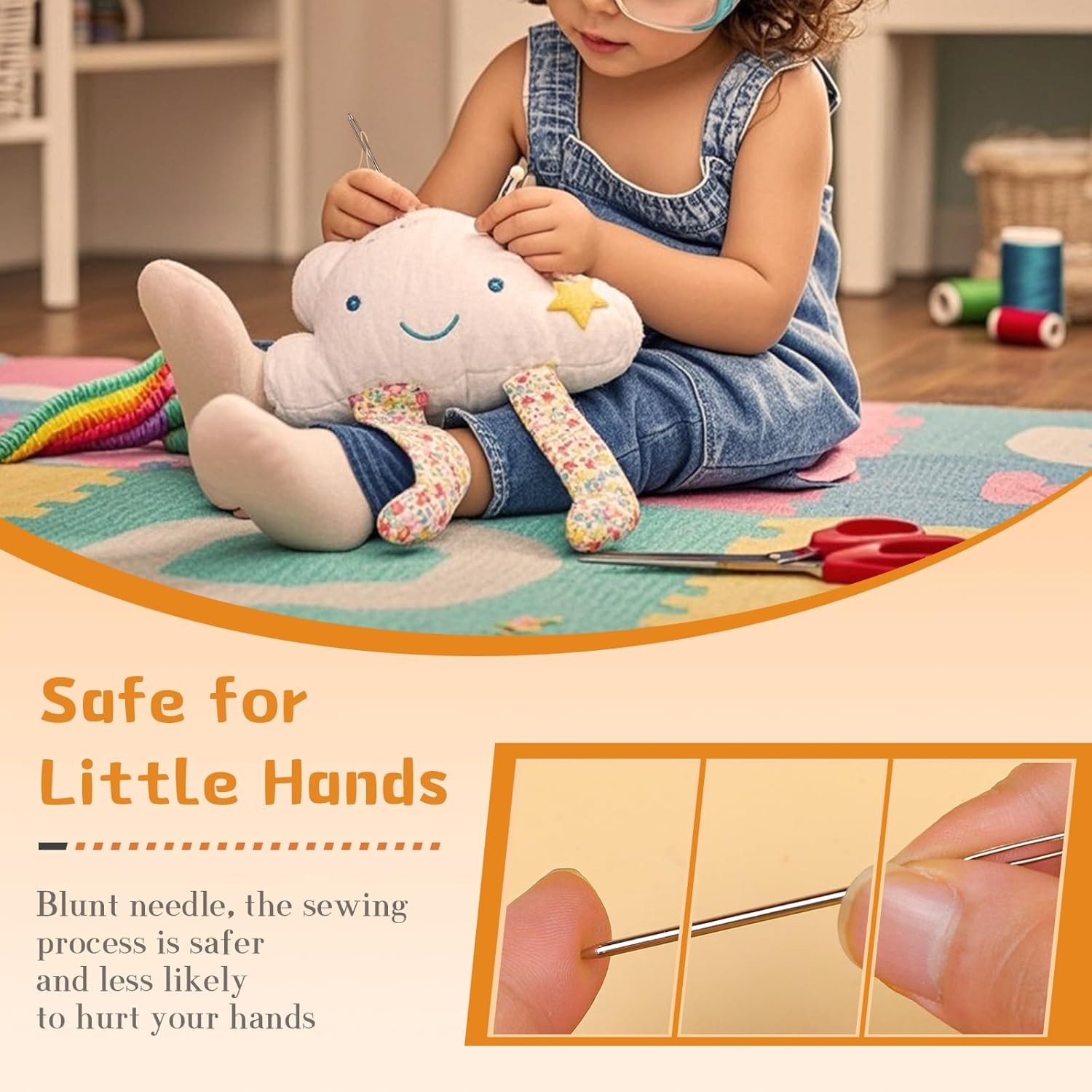 12PCS Large-Eye Blunt Needles – 3 Sizes Yarn Needles with Threader (Silver)