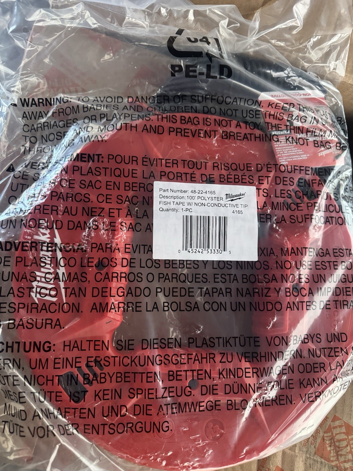 Milwaukee Tool 48-22-4165 100 Ft Polyester Fish Tape W/Nonconductive Tip