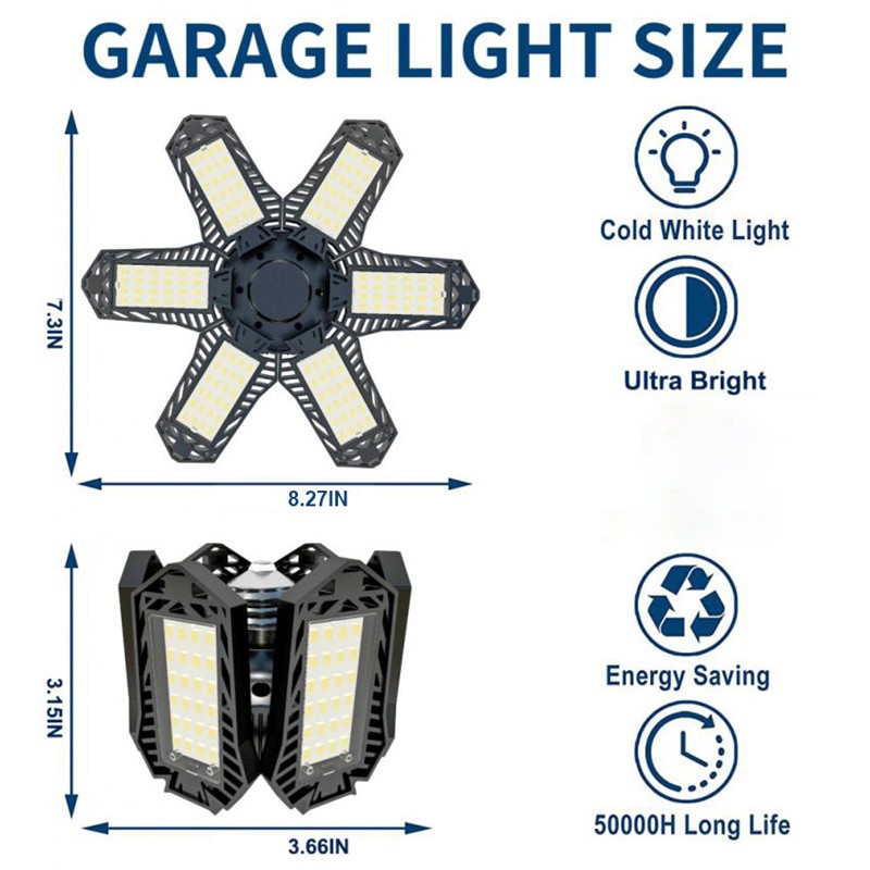 12000000LM LED Garage Light Super Bright Work Shop Ceiling Light Deformable Bulb