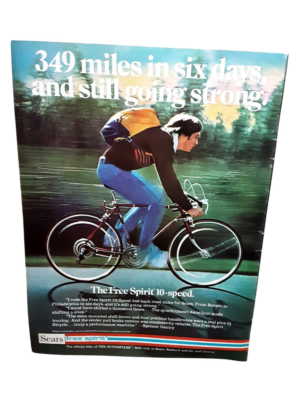 1976 Sears Free Spirit Bicycle Vintage Ad 10-Speed Cycling Touring Rider