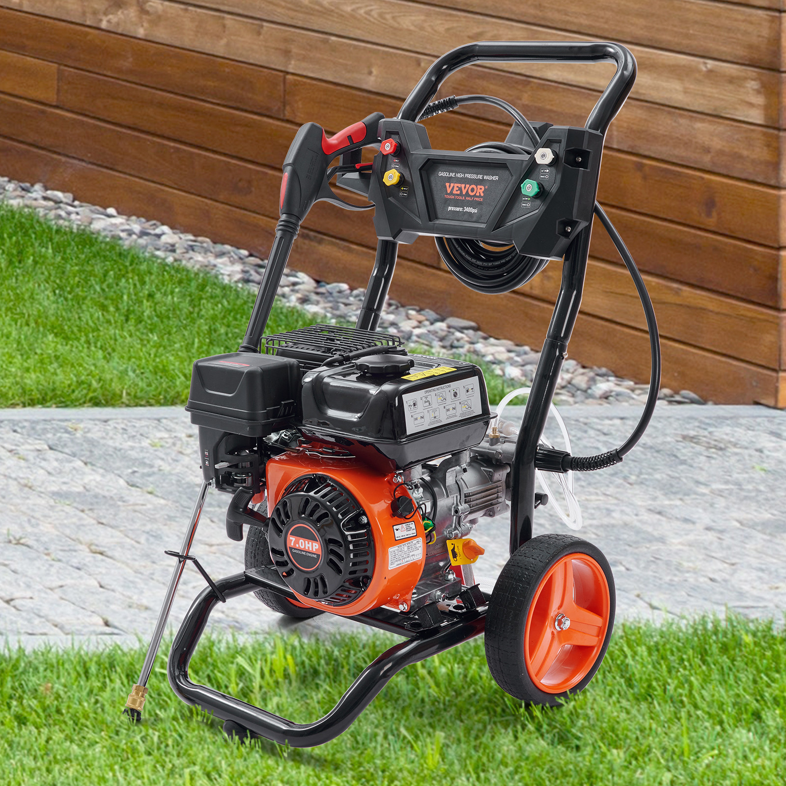 VEVOR Gas Pressure Washer Gas Powered Washer 3400 PSI 2.6 GPM 210cc 5 Nozzles