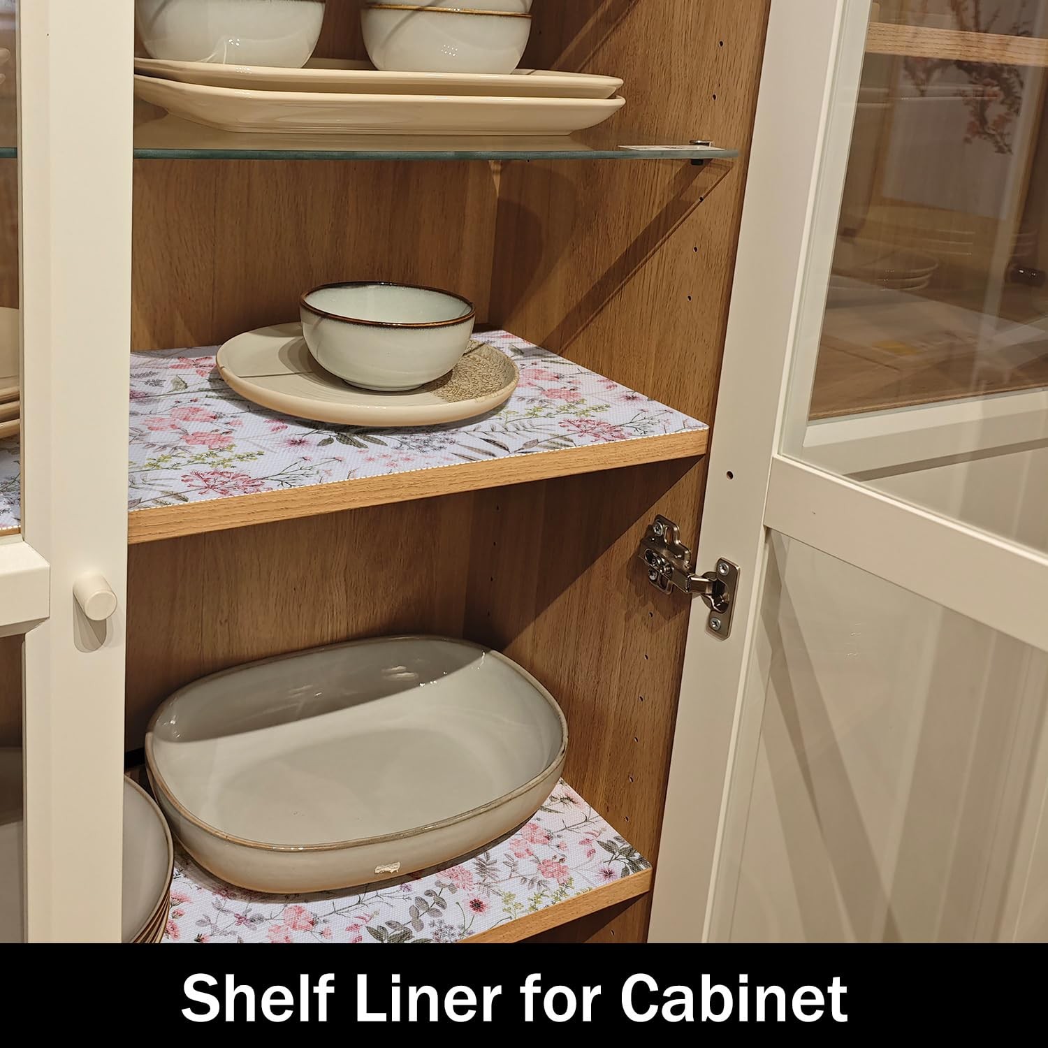 Leaf Floral Shelf Liners Non Adhesive and Strong Non-Slip Shelf and Drawer Li...