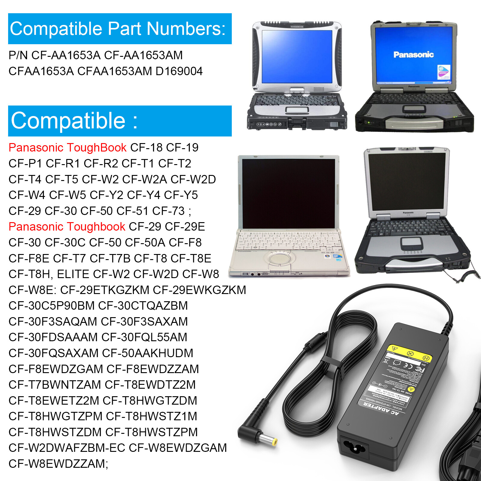 AC Adapter Charger for Panasonic Toughbook CF-19 CF-31 CF-33 CF-53 CF-54 FZ-55