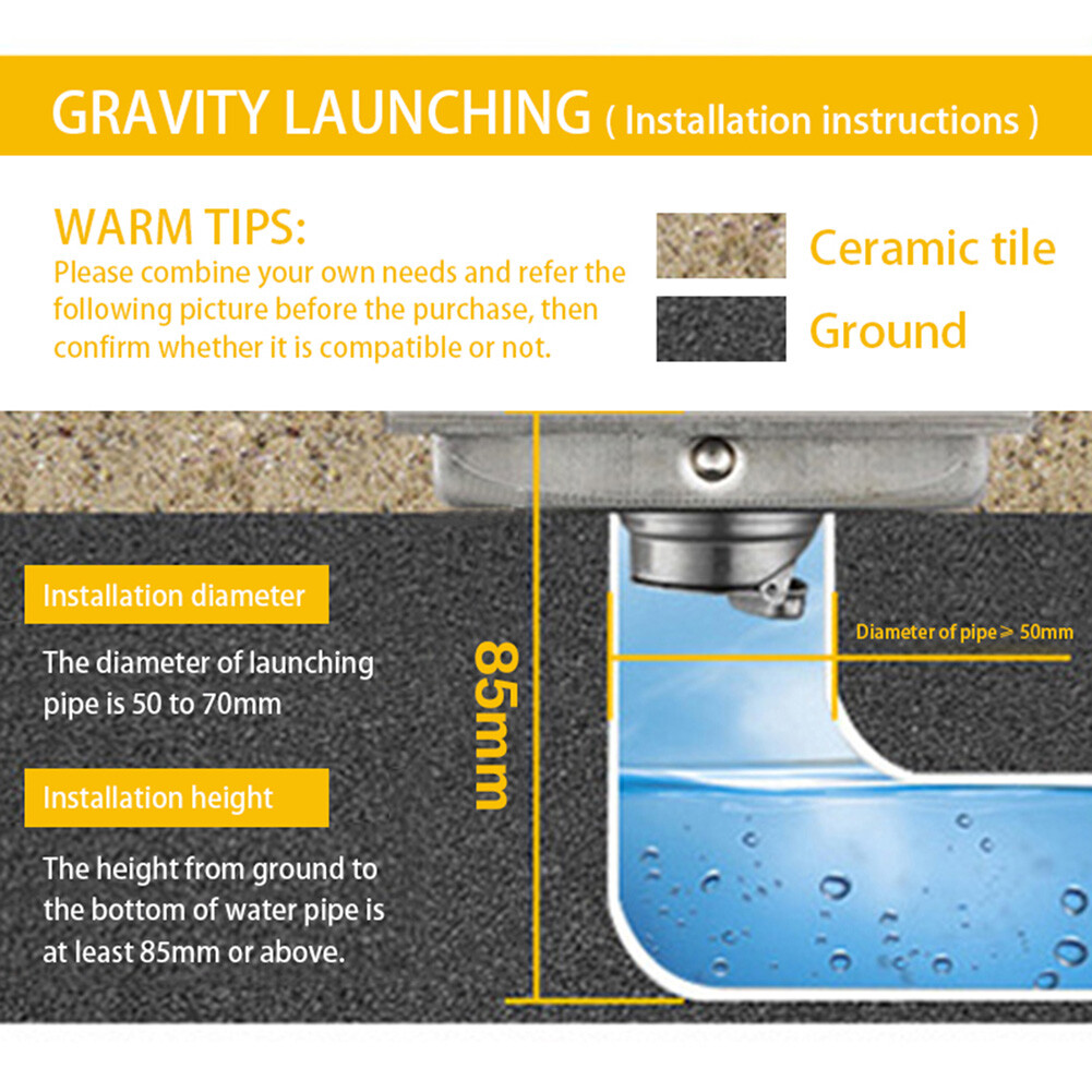Square Shower Floor Drain 6-Inch Tiled Insert Grate Strainer