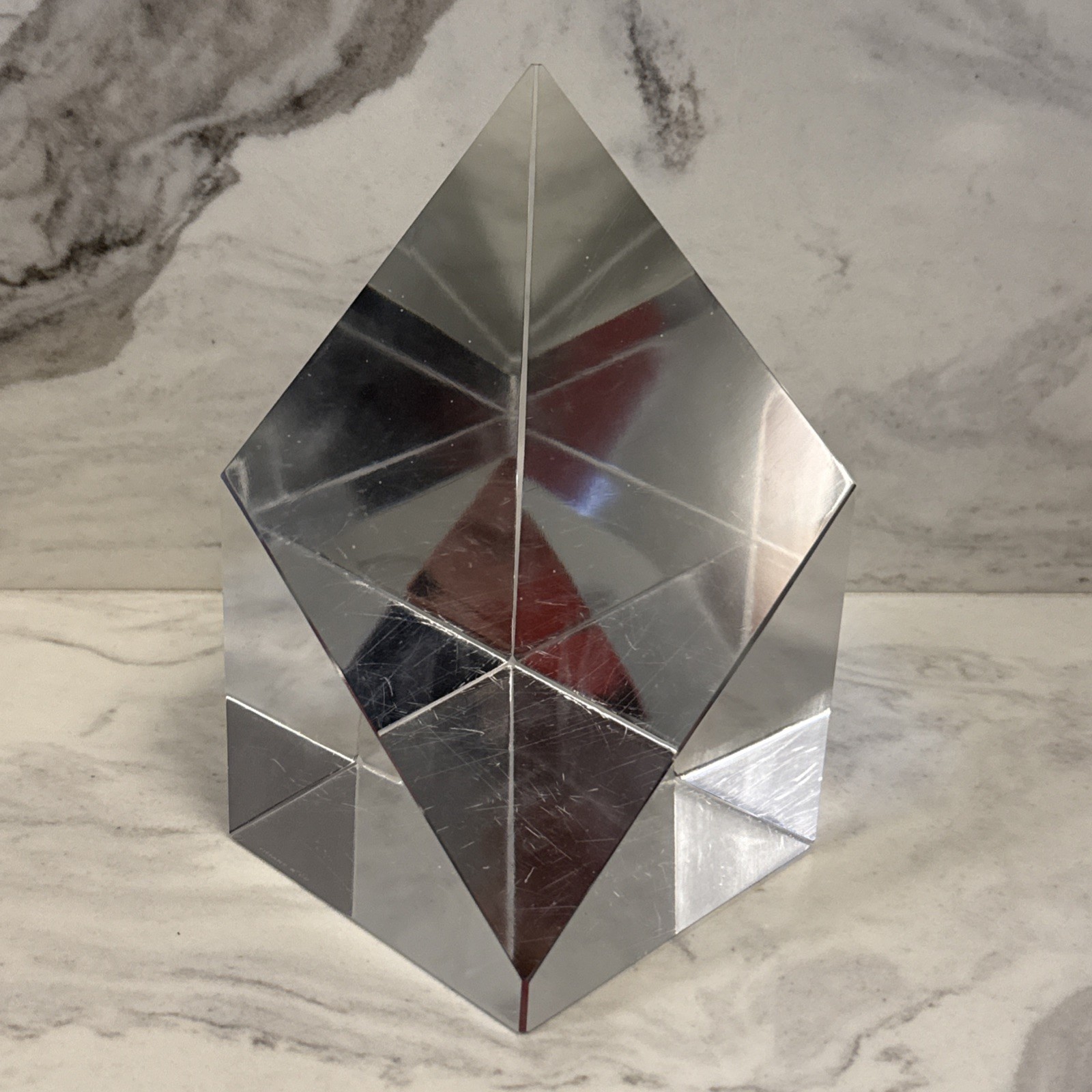 Tiffany & Co Rare Vintage Signed Large Faceted Crystal Sculpture Estate Find