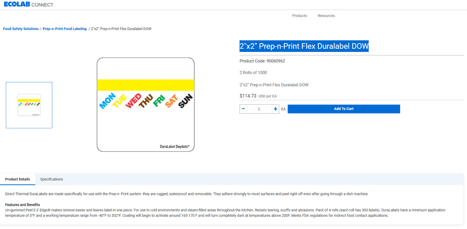 2"x2" Prep-n-Print Flex Duralabel DOW