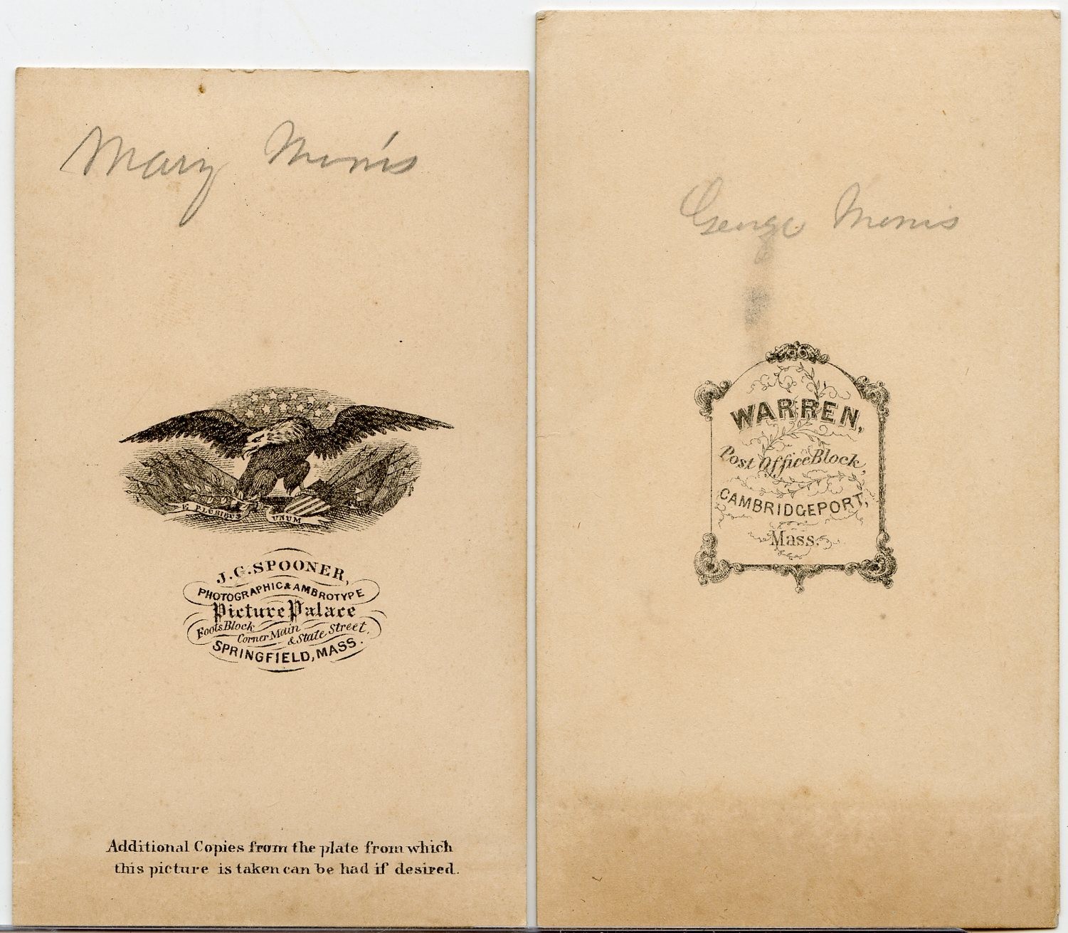 Civil War Soldier Morris & Family Photo Archive (8 CDVs) Springfield MA CV104