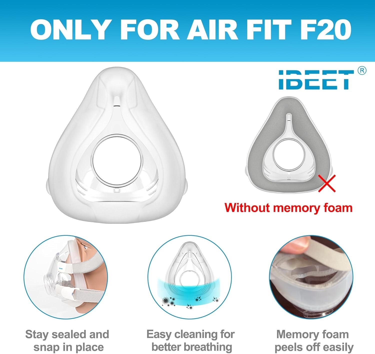 2 Packs Airfit F20 Replacement Cushion Large, Compatible with Origianl Frame