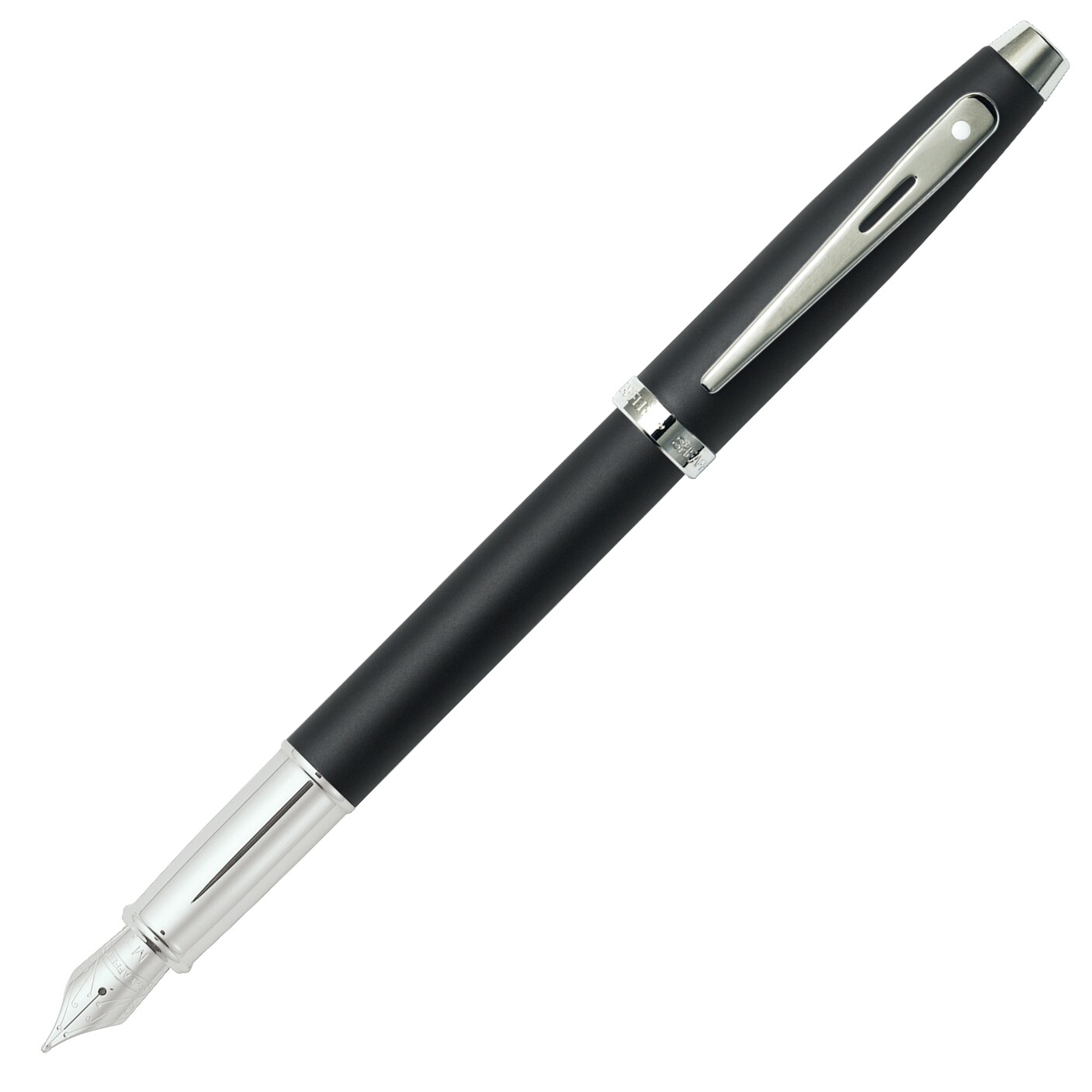 Sheaffer 100 Series Fountain Pen, Matte Black & Chrome, Medium Nib, New