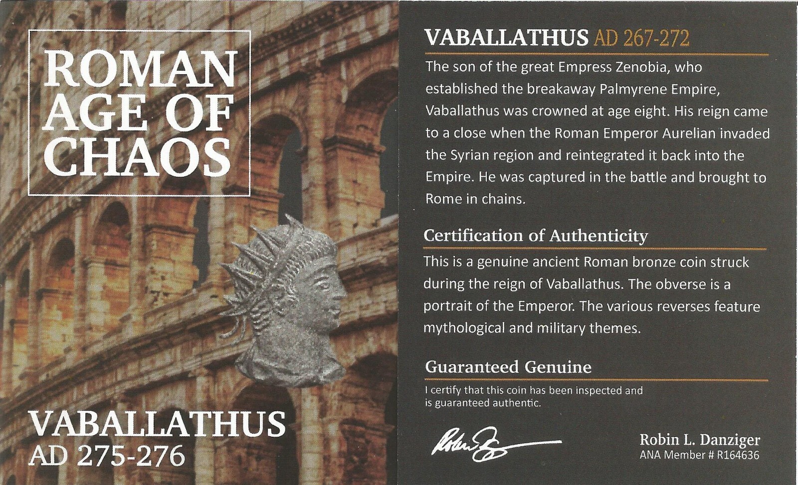 NGC XF VABALATHUS & AURELIAN Double Denarius / Antoninianus KINGDOM OF PALMYRA