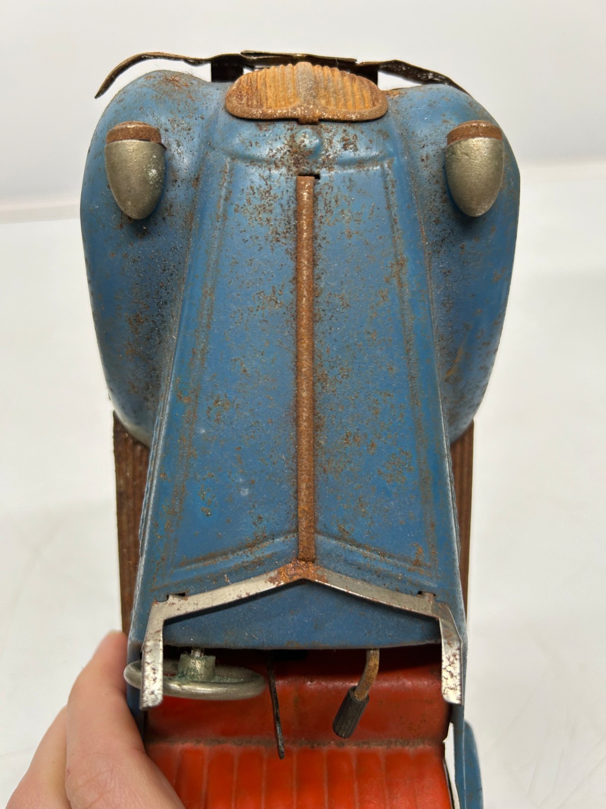 Vtg c1940s D-3150 Wind Up Toy Car Blue BMW German US Zone Maybe Distler As Is