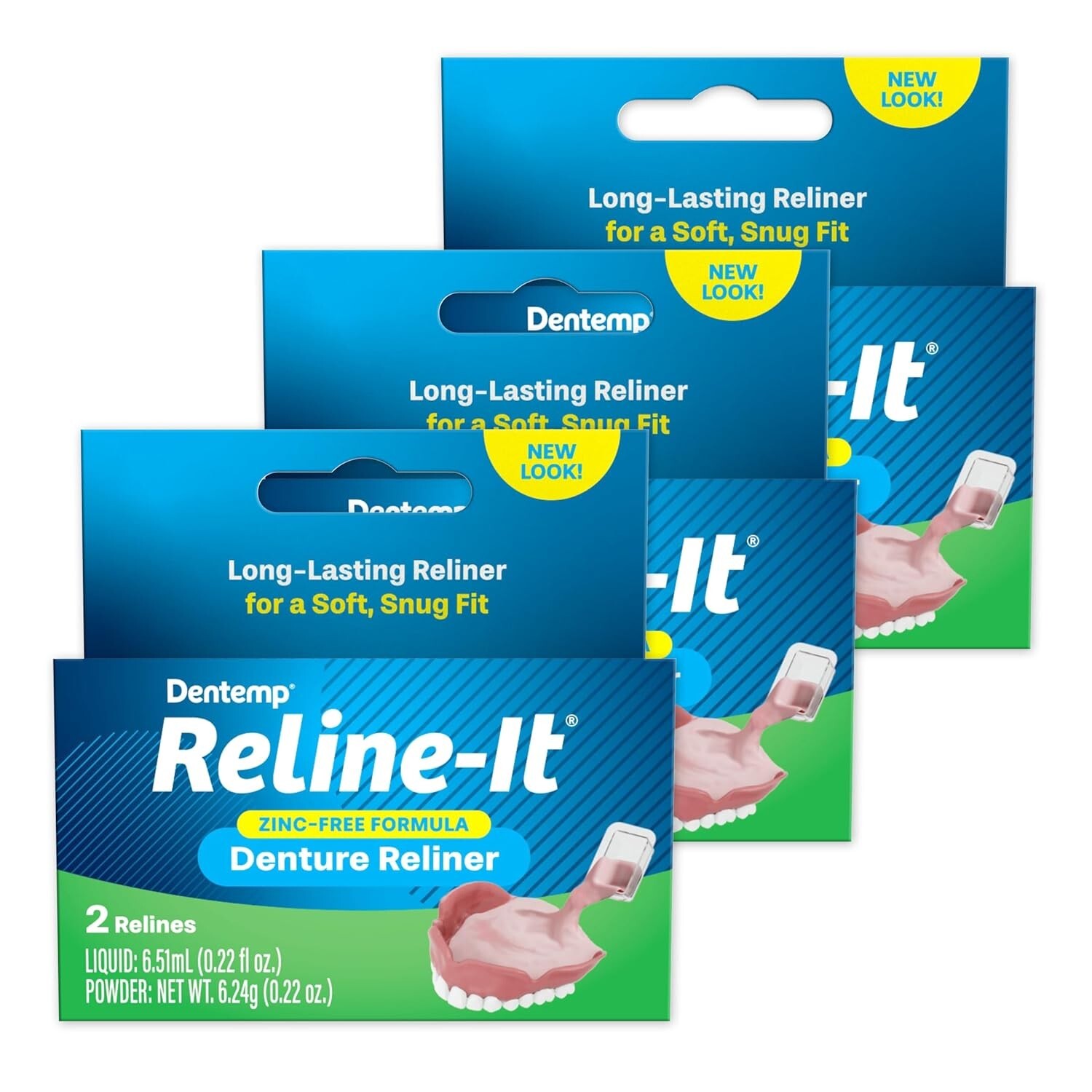 Denture Reline Kit - Advanced Formula Reline It Denture Reliner (Pack of 3) -...