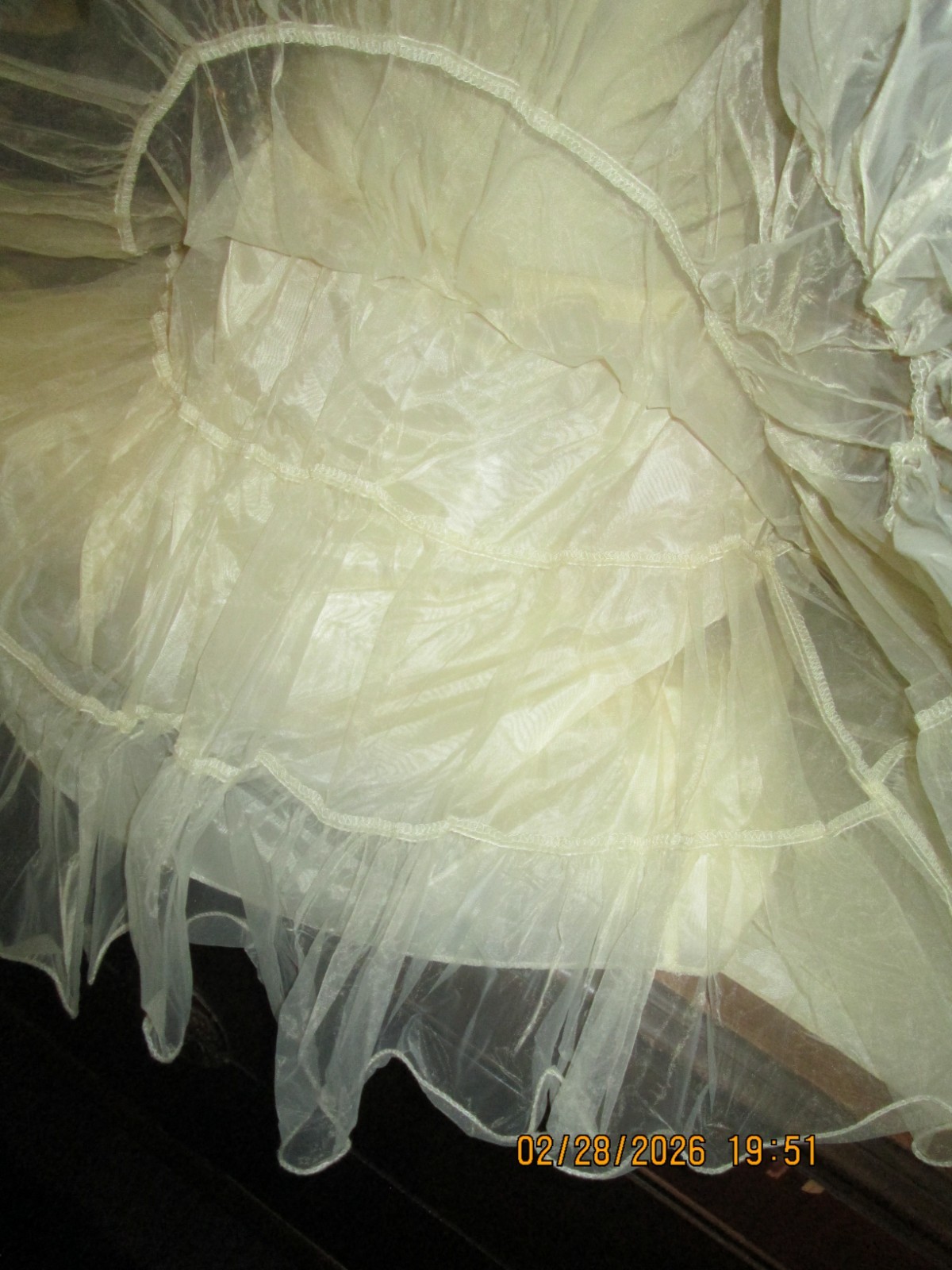 Cream ivory Tutu Petticoat Tulle Slip Skirt Elastic Waist Tiered Large