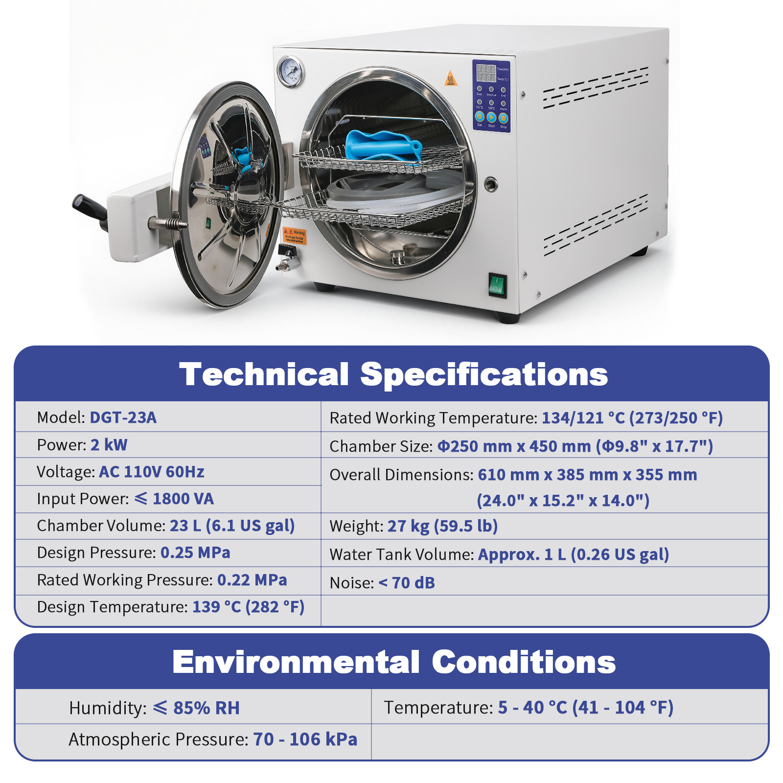 23L Dental Autoclave Steam Sterilizer Medical Dentist Surgical Sterilization USA