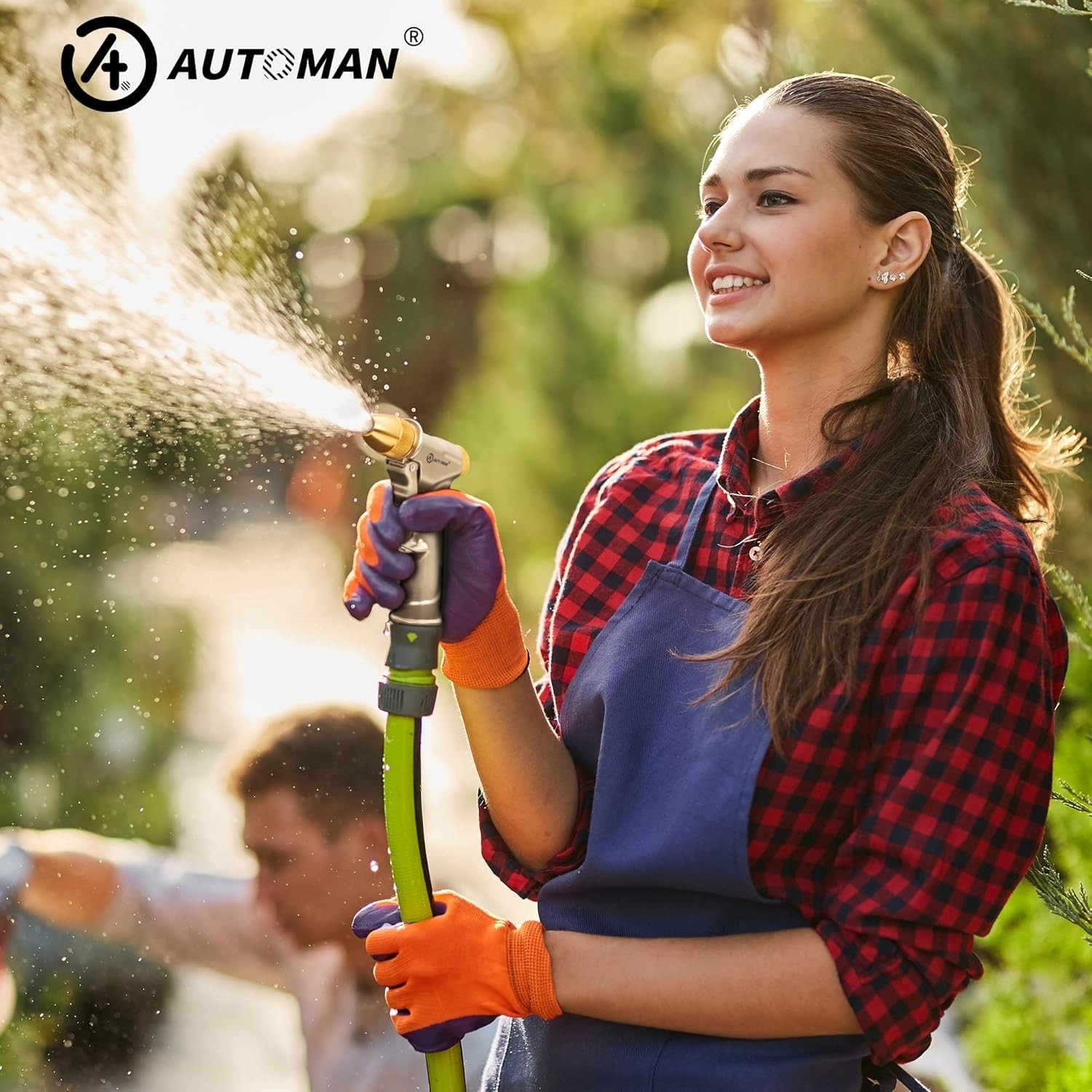 Garden Hose Nozzle High Pressure Metal Sprayer 4 Spray Patterns Heavy Duty