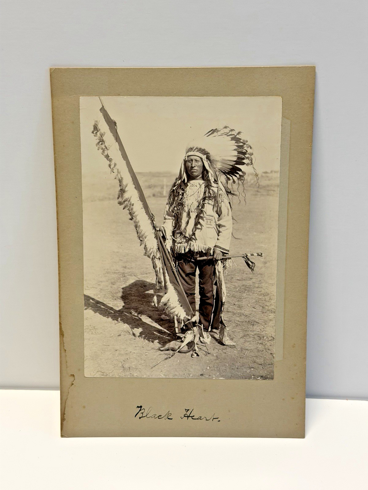 Antique Native American Sioux Indian Photograph of Black Heart; 1880's - 1900's