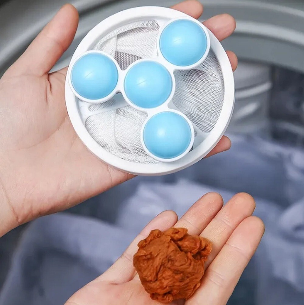 3 Reusable Laundry Lint Catcher & Pet Hair Remover Washing Machine Lint Mesh Bag