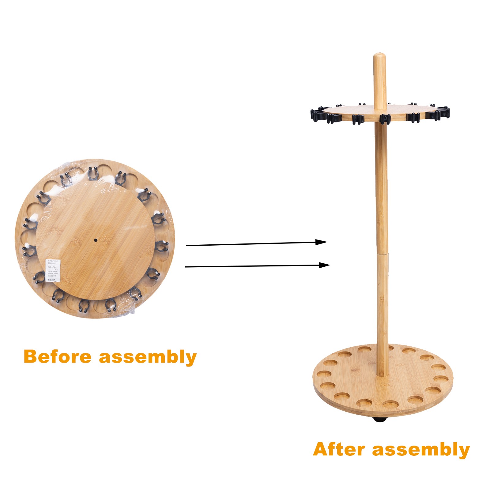 Fishing Pole Rod Racks—Floor Stand Bamboo Round rods holder for 15 Fishing Poles