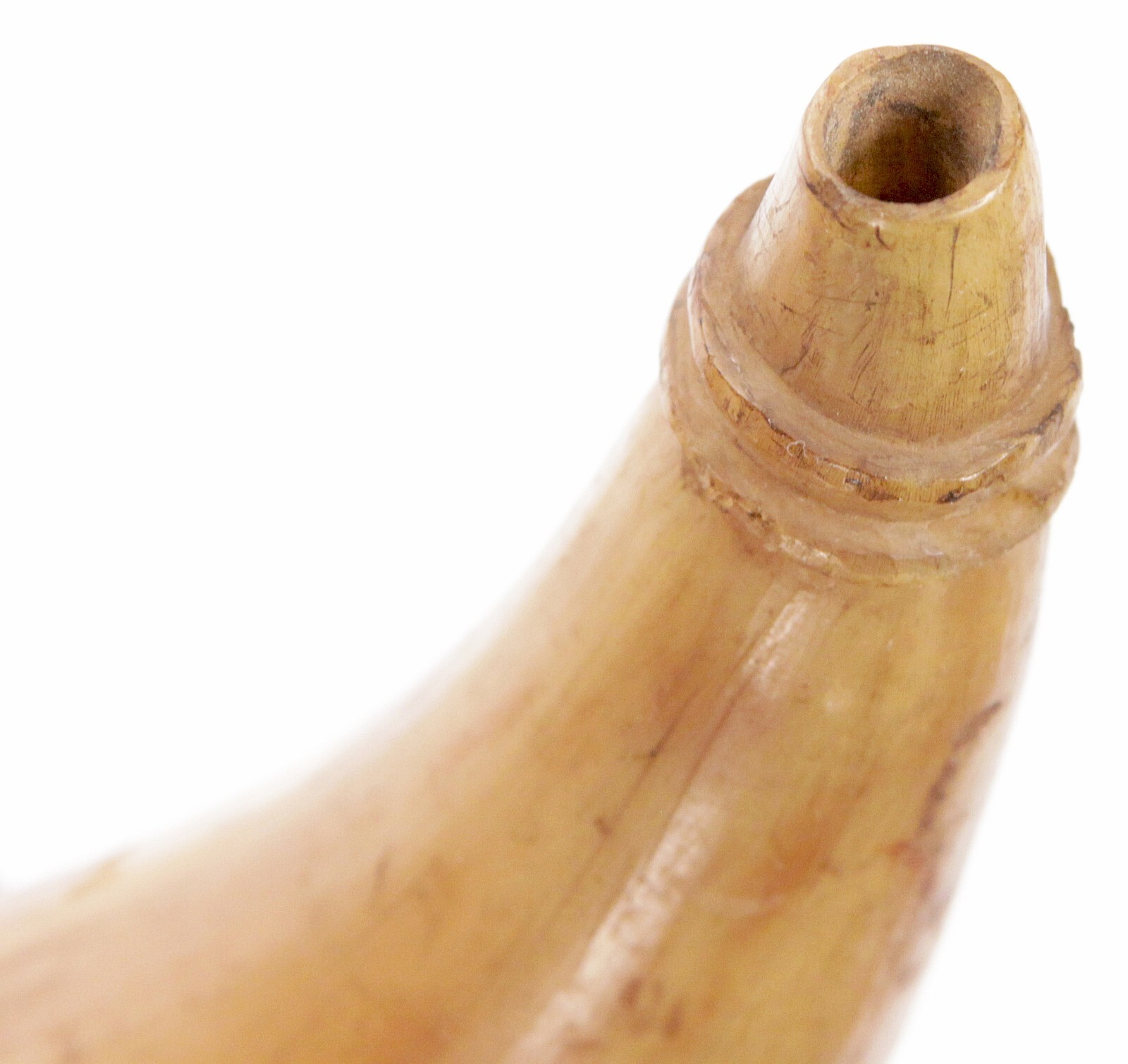 Antique 19th Century American Translucent Cow Horn Powder Horn Flask Old