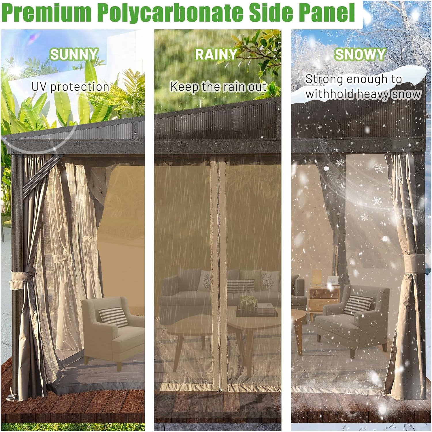 Domi 12x16FT Hardtop Gazebo Against Wall with Steel Roof