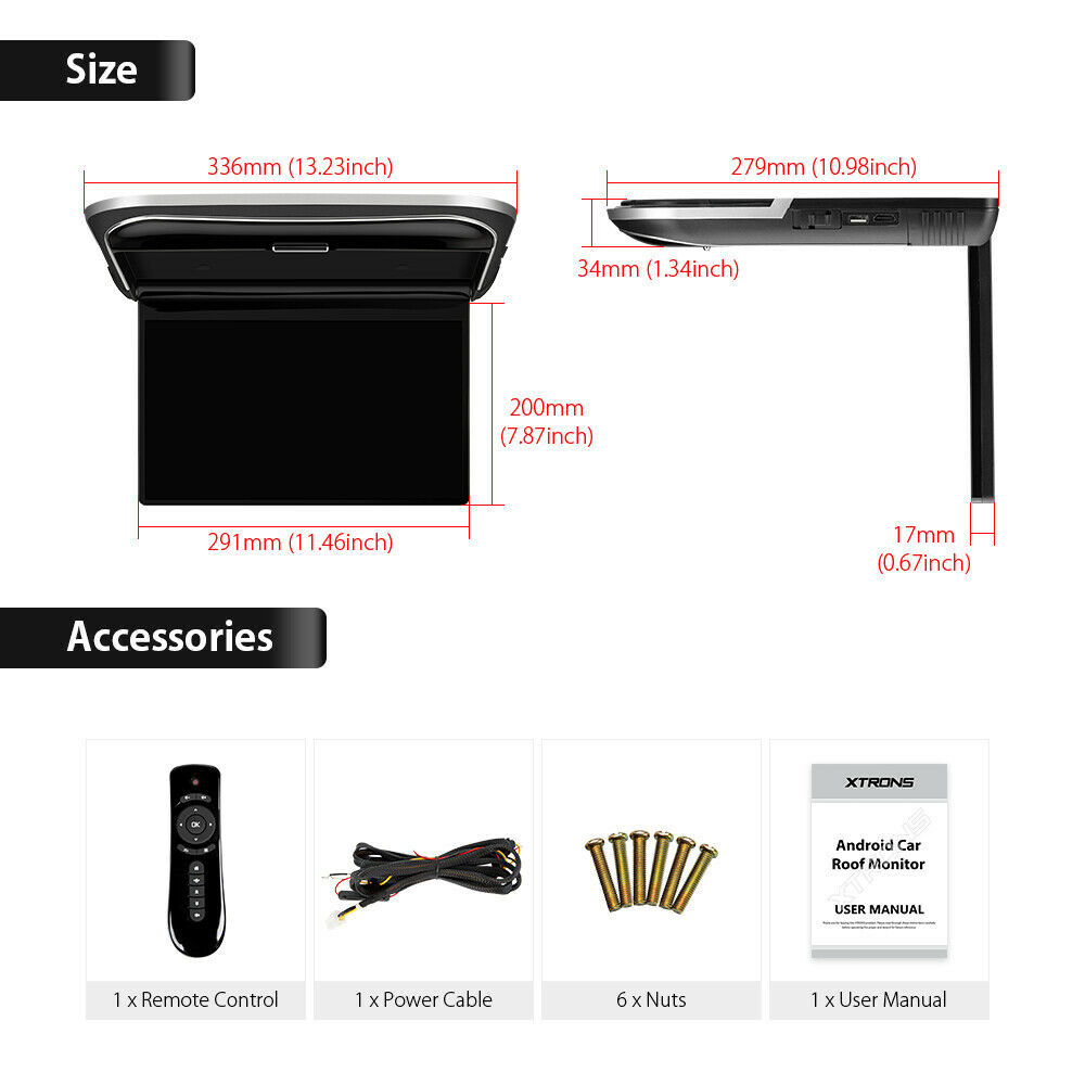 12.5" LED HDMI 1080P 8Core MPV Car Roof Ceiling Flip Down Overhead Monitor USB