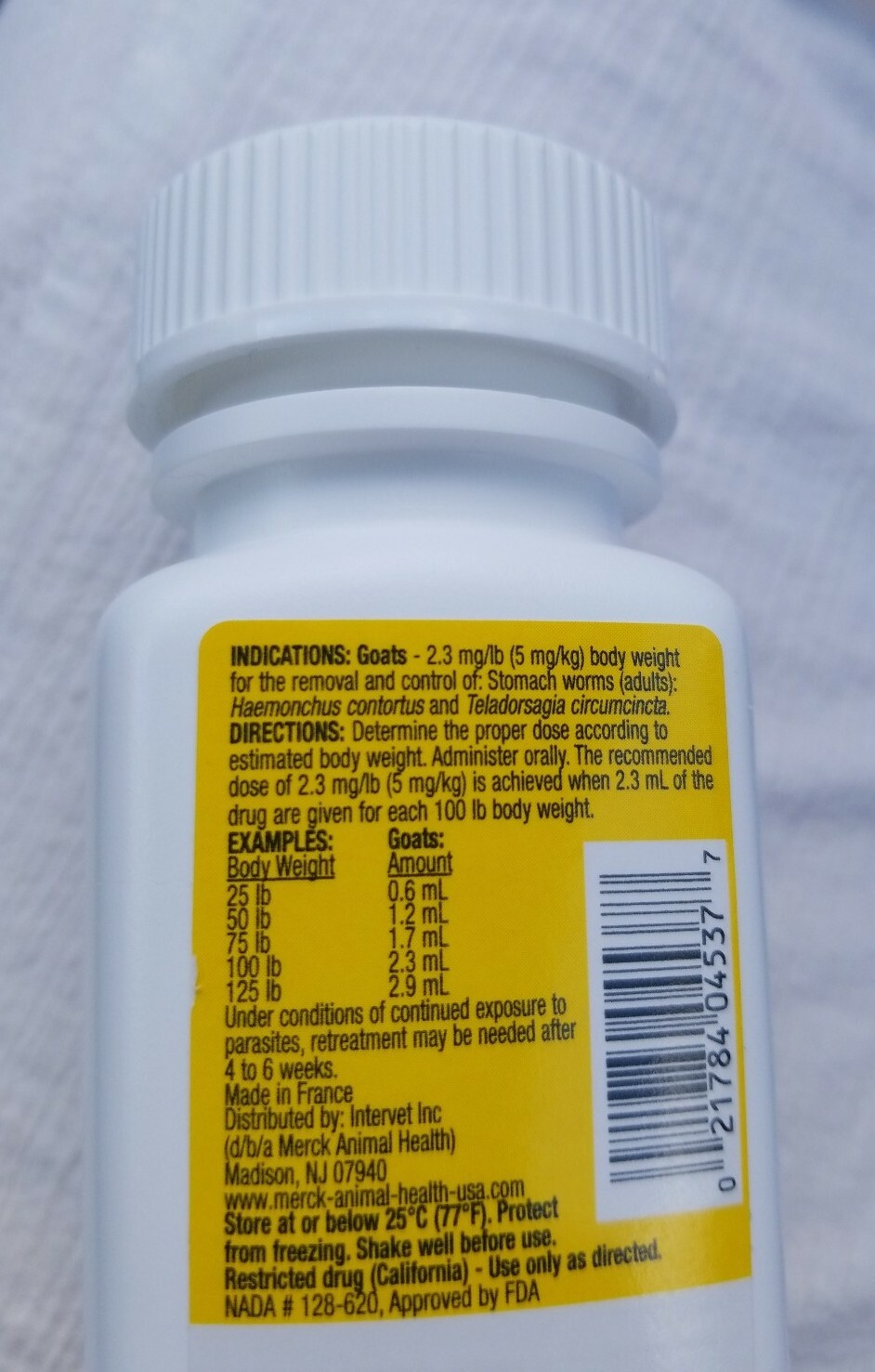Merck Safe-Guard Goat Dewormer, 125mL fenbendazole ***READ ENTIRE DESCRIPTION***