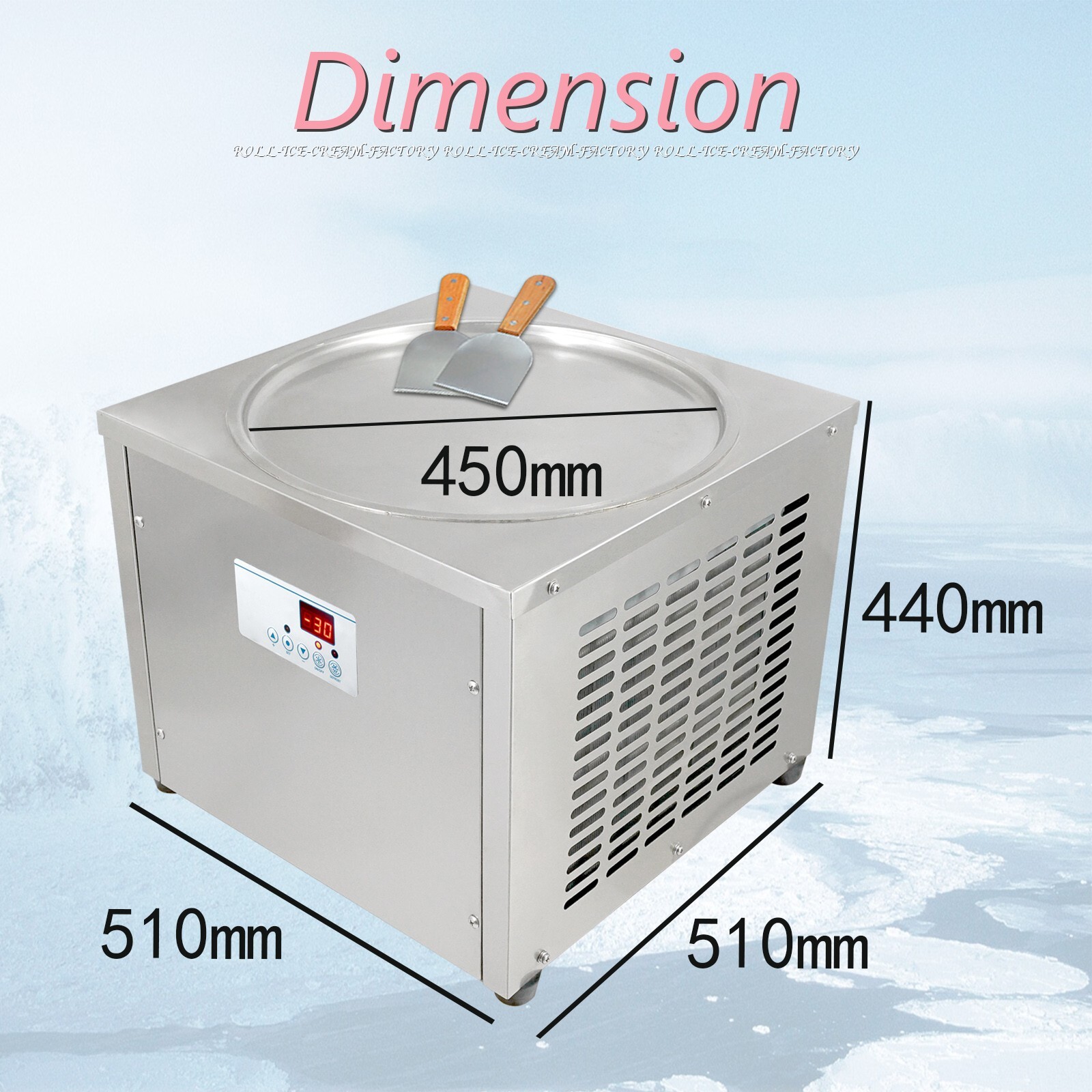 Kolice commercial countertop 18" single round pan fried ice cream machine