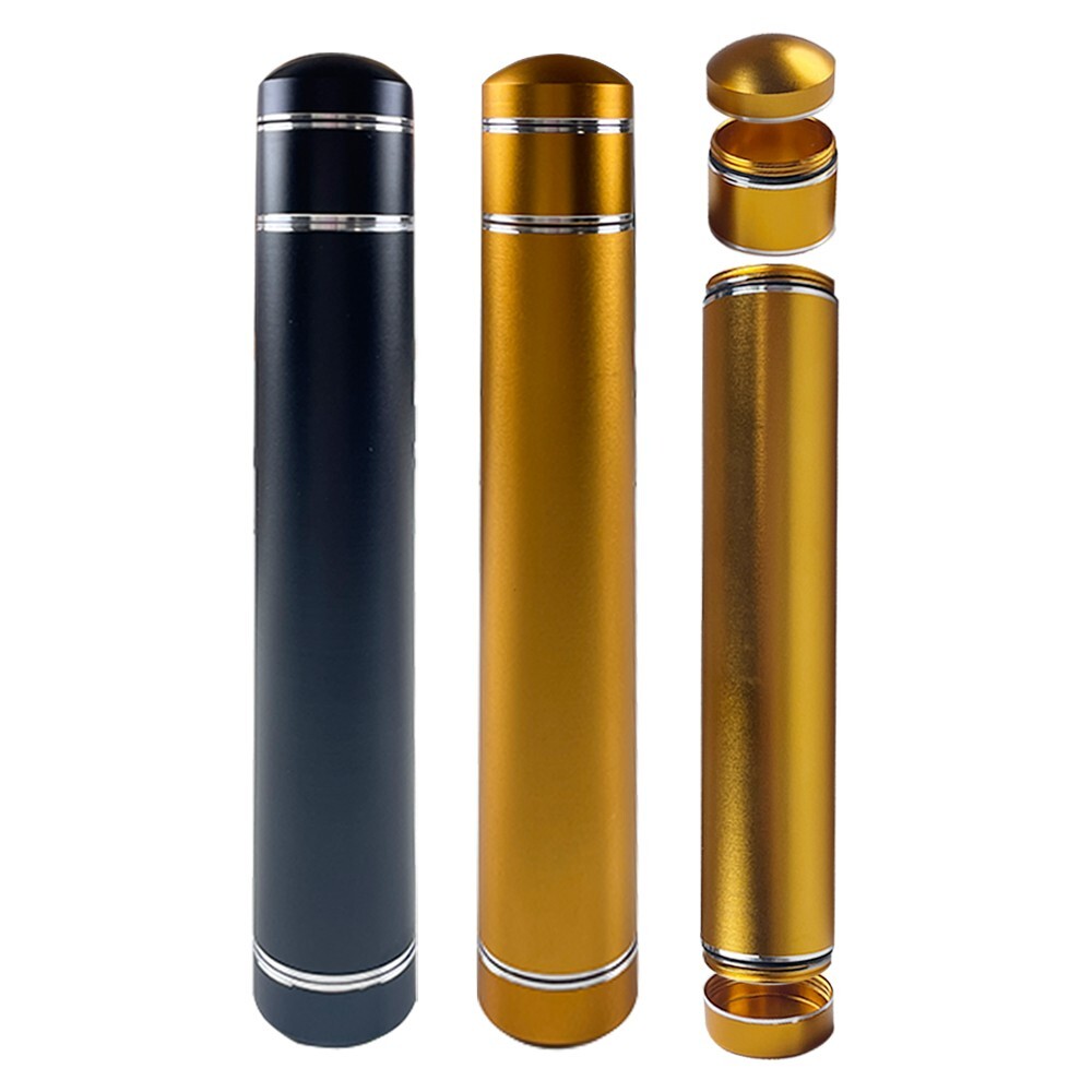 Aluminum Cigar Tube Crash Proof Cigar Travel Case Adjustable Two Sizes Black
