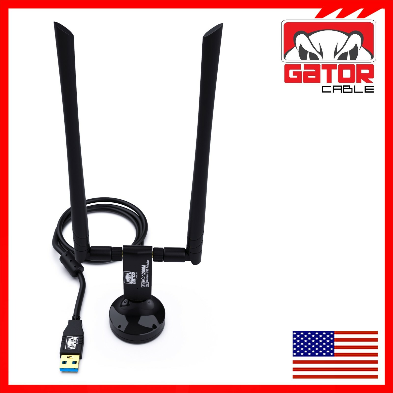WiFi Wireless Antenna USB 3.0 Adapter Long Range 1200Mbps Dual Band 5GHz 2.4GHz