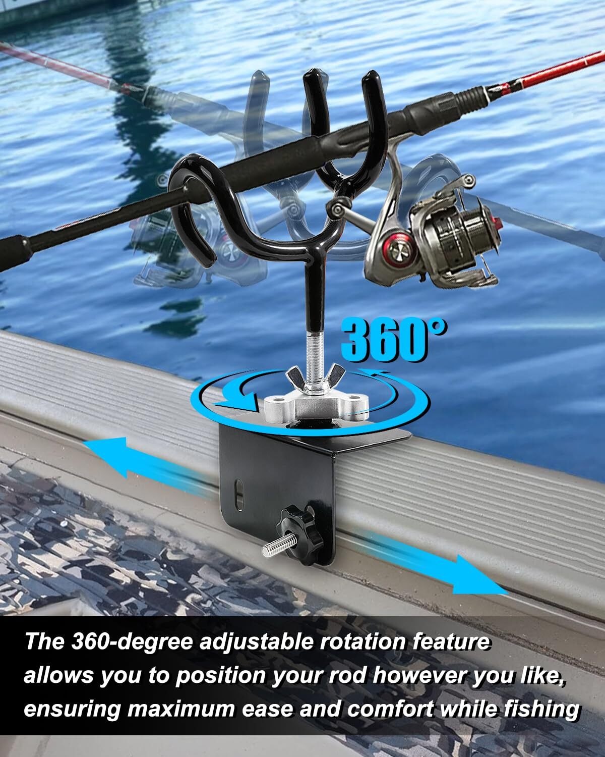 Boat Track System Rod Holder with Power Lock and Track Adapter