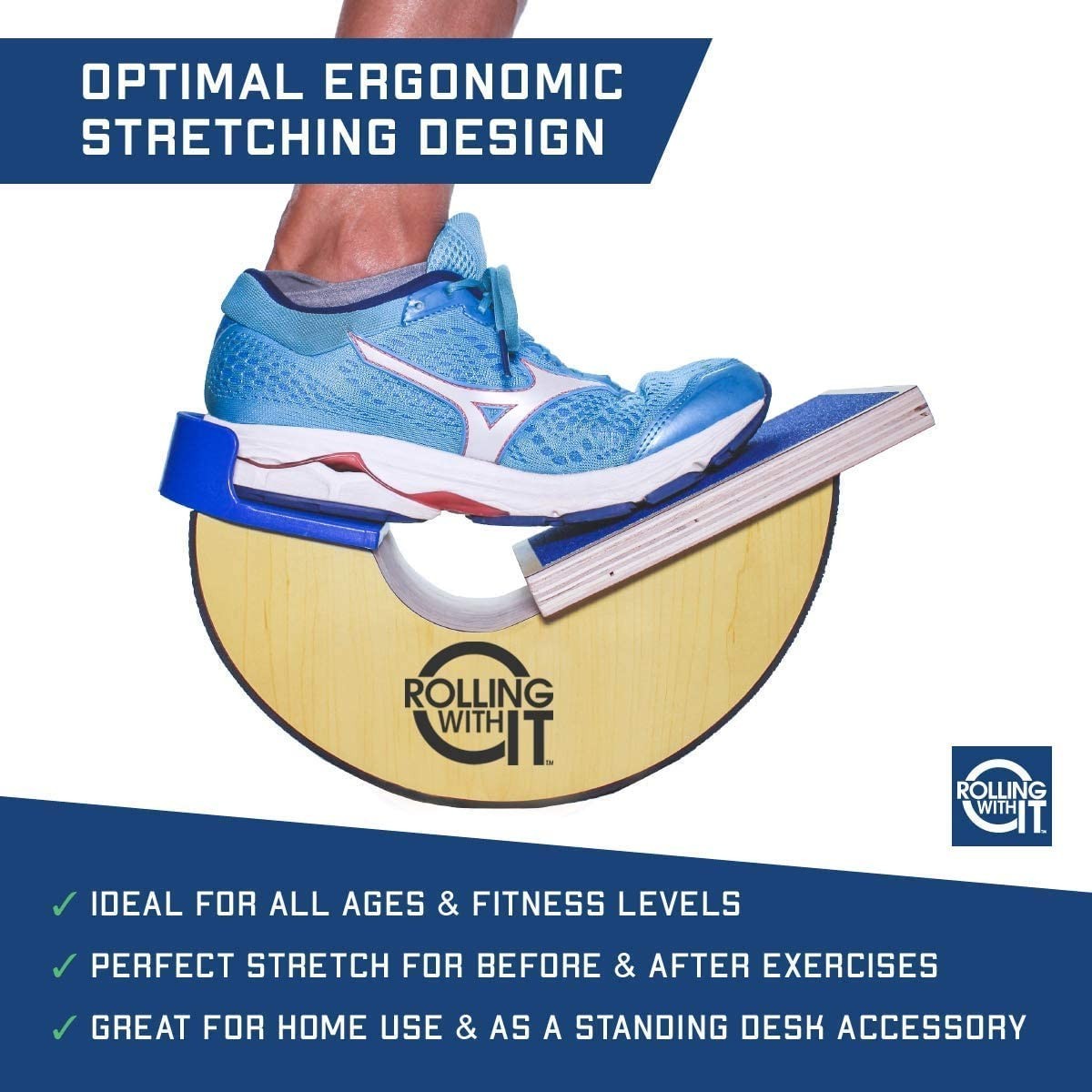 Wooden Foot Rocker - Calf Stretcher for Achilles Tendonitis, Plantar Fasciitis