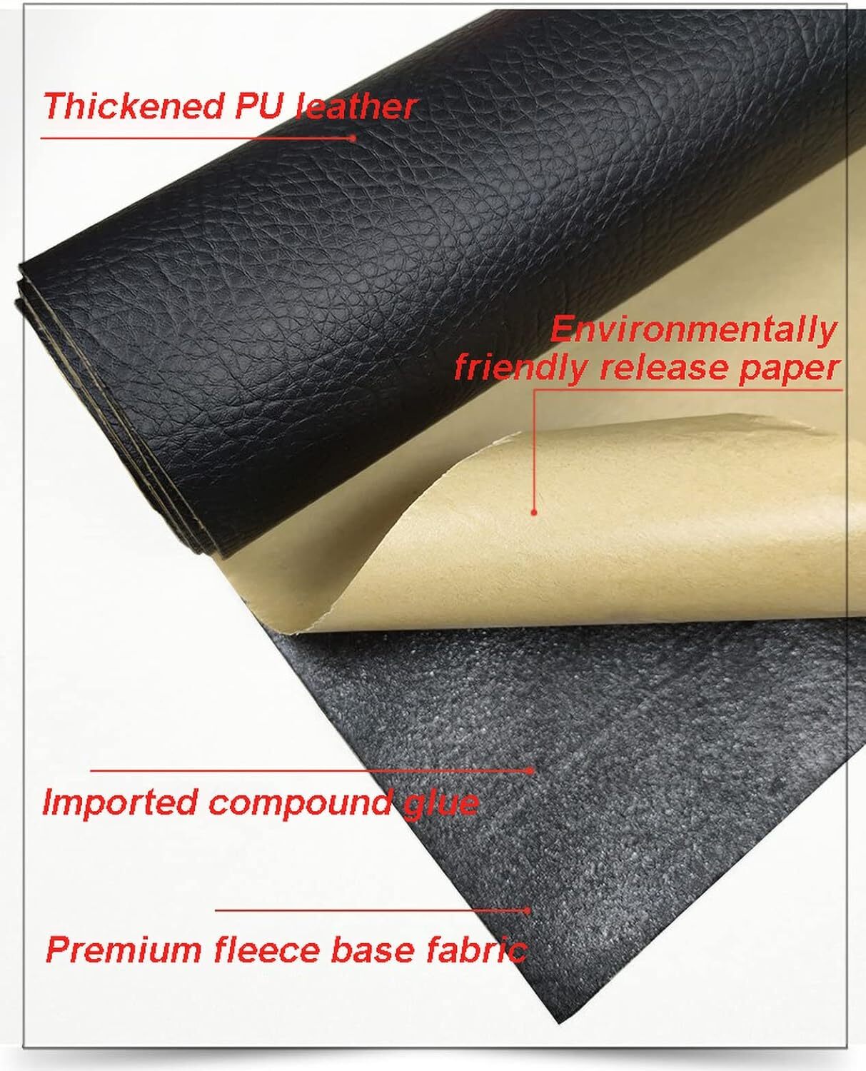 45+ Colors Self-Adhesive Vinyl Fabric Faux Leather 56"Wide Continuous By Yard