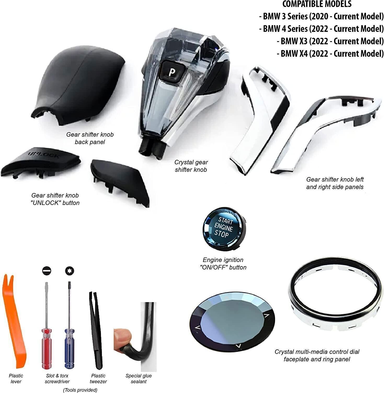 CRYSTAL GEAR SHIFTER KNOB For BMW G20 G28 G22 G29 X5 G05 X6 G06 X7 G07 G14 G15