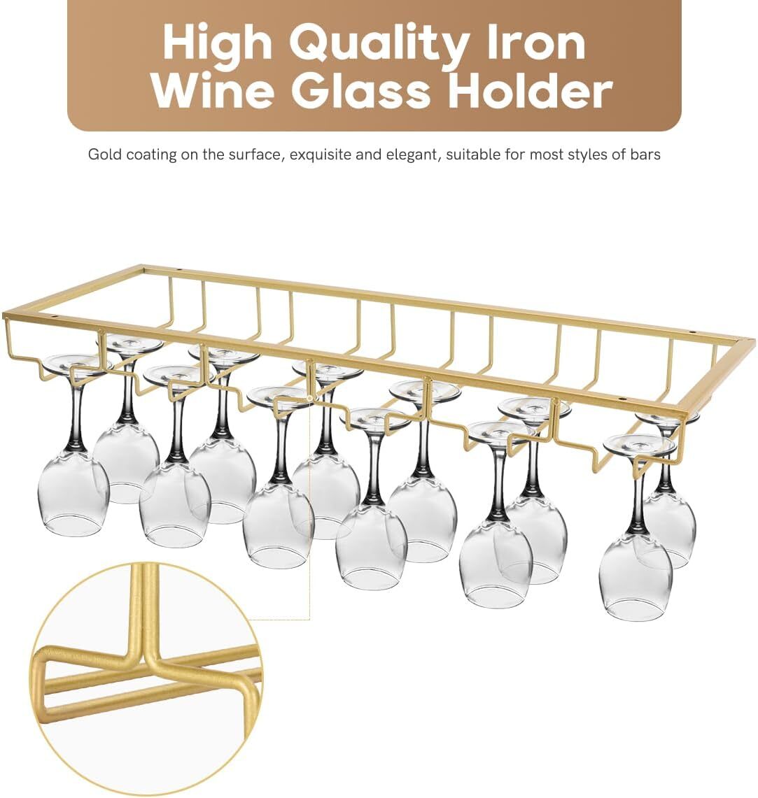 Wine Glass Rack Under Cabinet, 6 Row Extreme Large Stemware Hanger