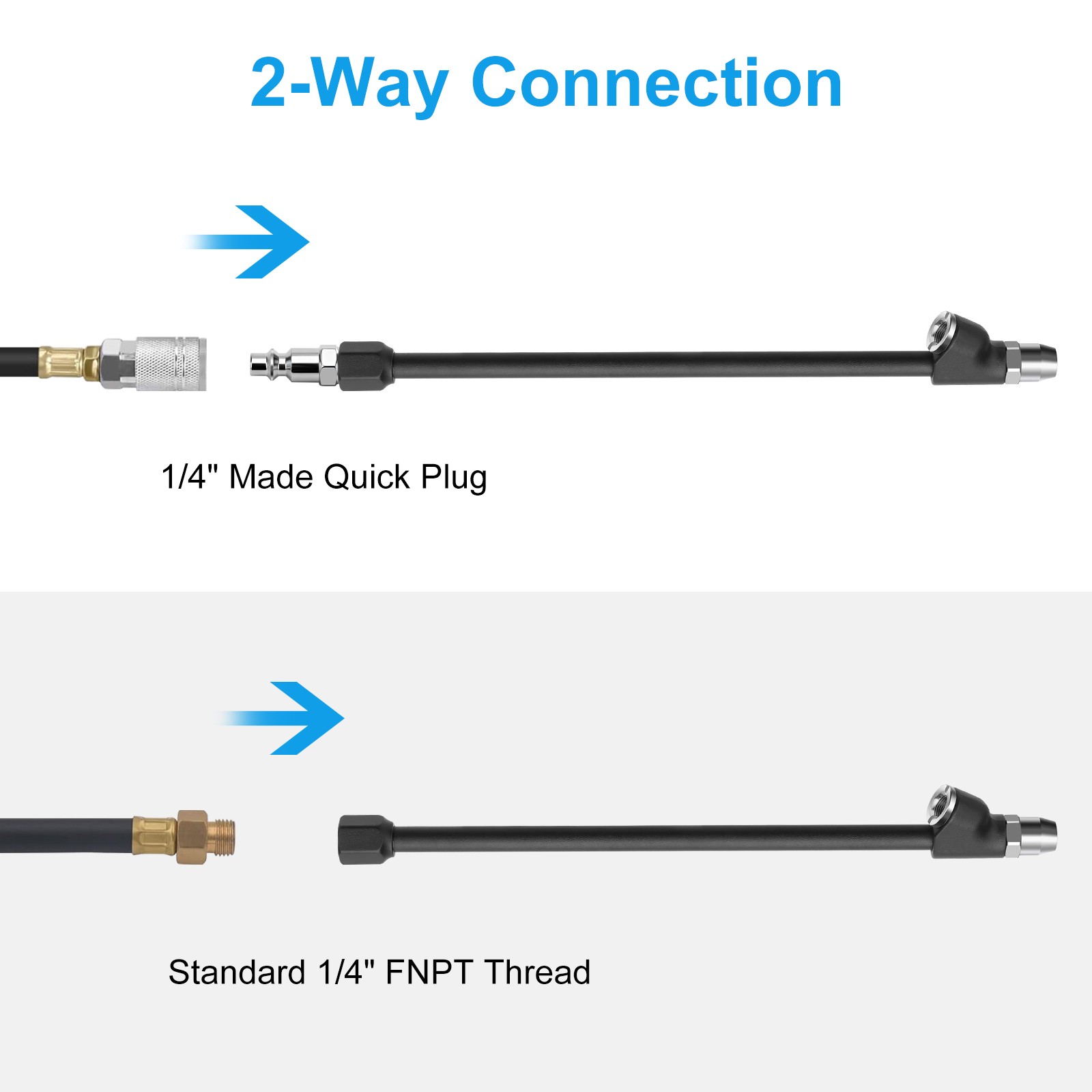 2pcs Extended Reach Dual Head Air Chuck Set 13in Lock On Tire Inflator Car Truck