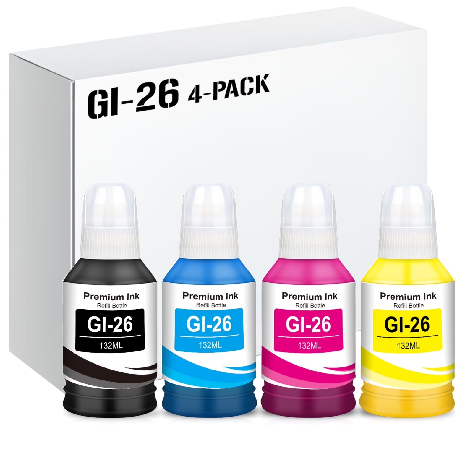 4 Pack GI-26 Ink Bottle Set for Canon Pixma MAXIFY GX6020 GX7020 Printer