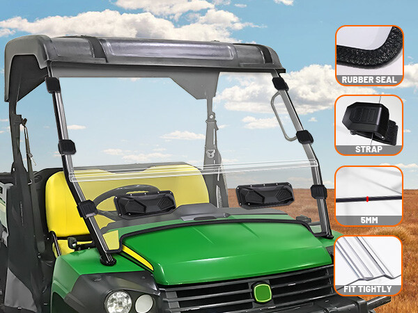 Vented Front Windshield Scratch Proof for John Deere Gator HPX 620i 625i 825i