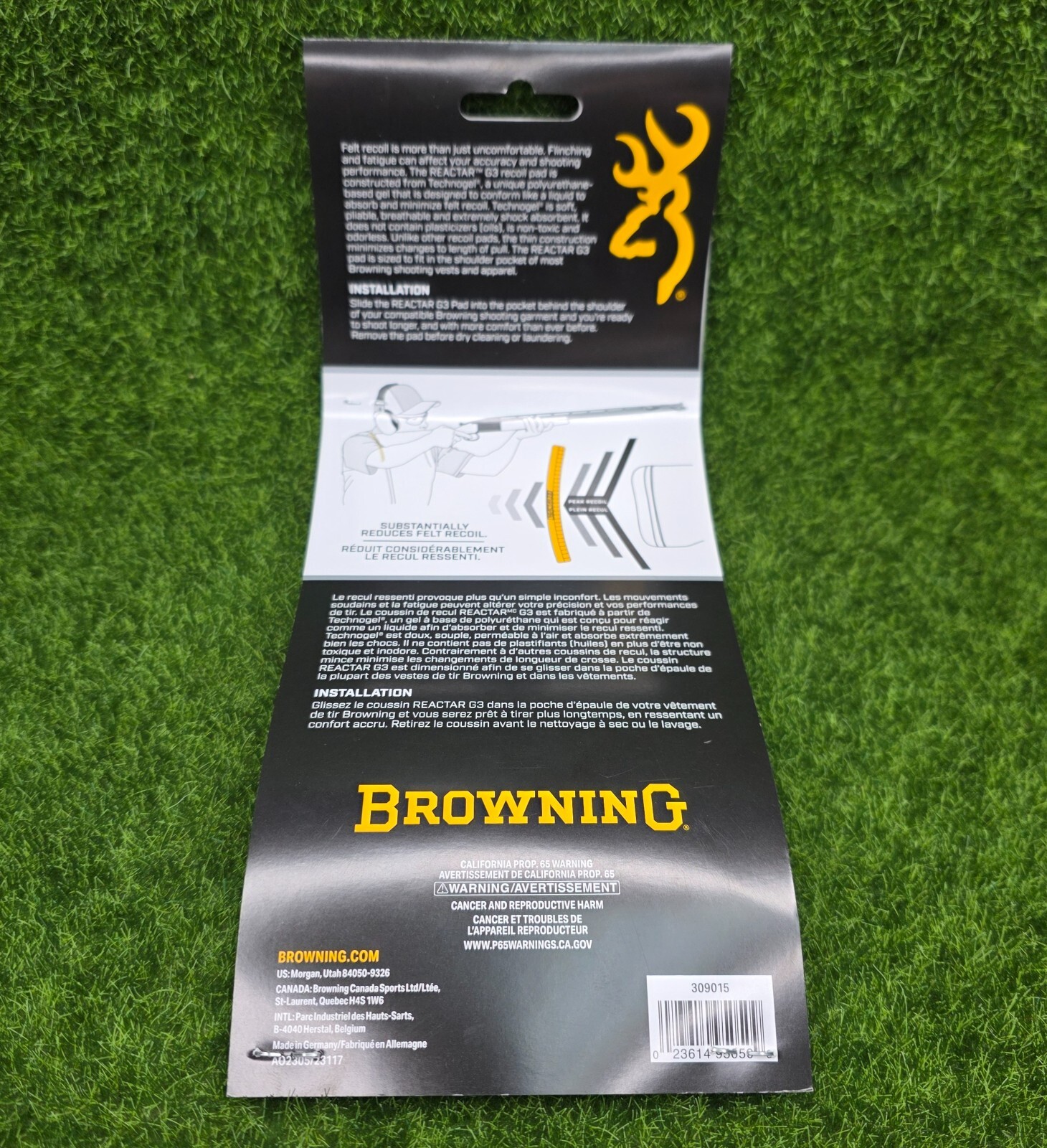 Browning Reactar G3 Recoil Pad Techogel Material Reduces Peak Felt Recoil 309015