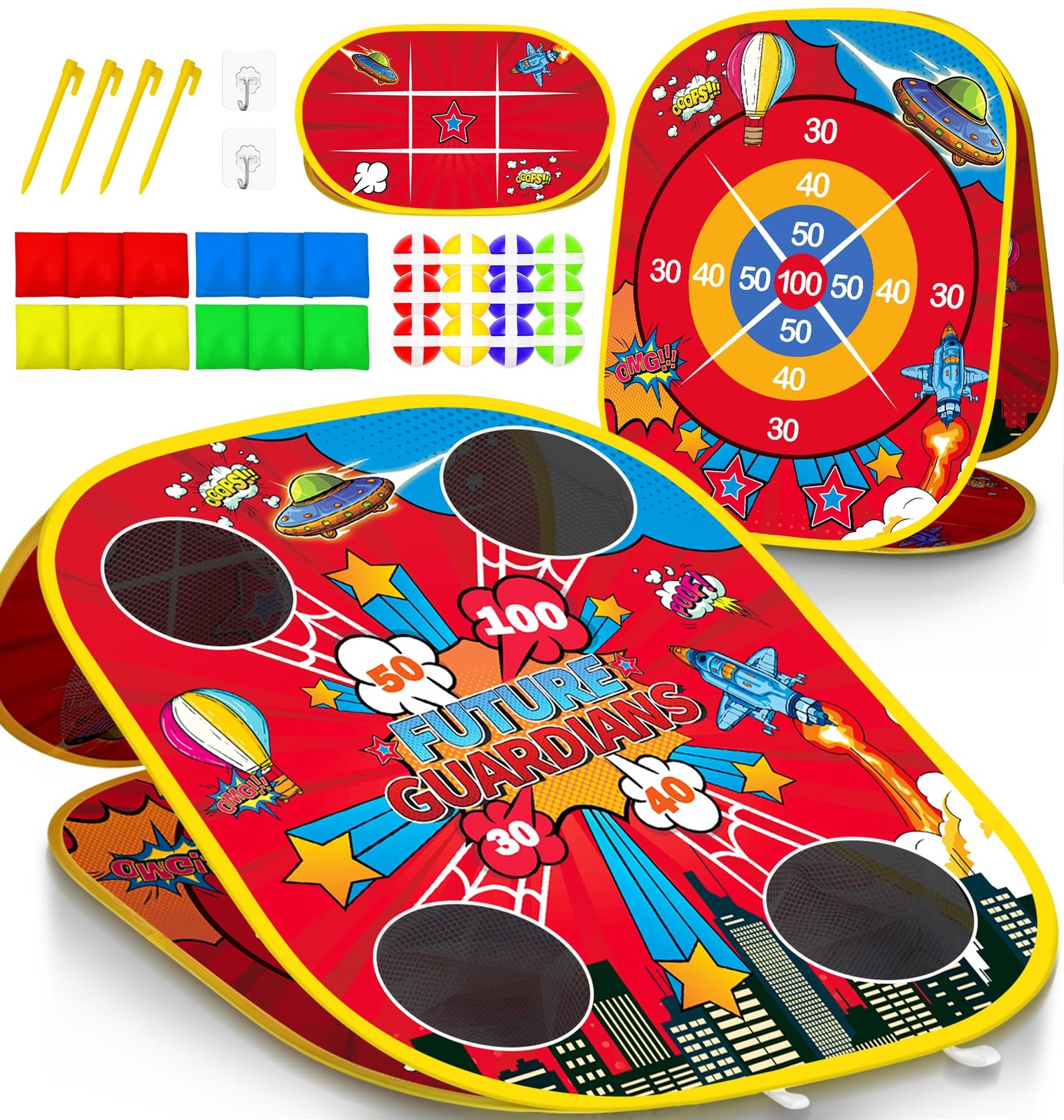 Spider Bean Bag Toss Game for Kids – 3-in-1 Cornhole Board Outdoor Toys for T...