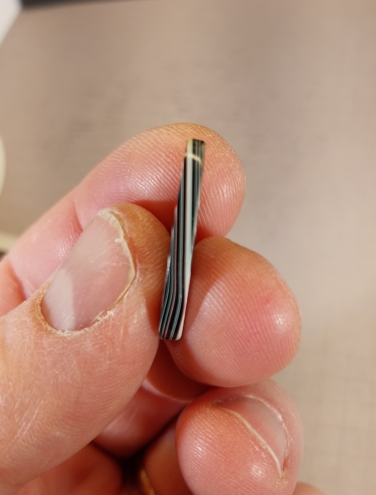 Fordite Cabochon, Flat Teardrop with Pink and Blue, EB40