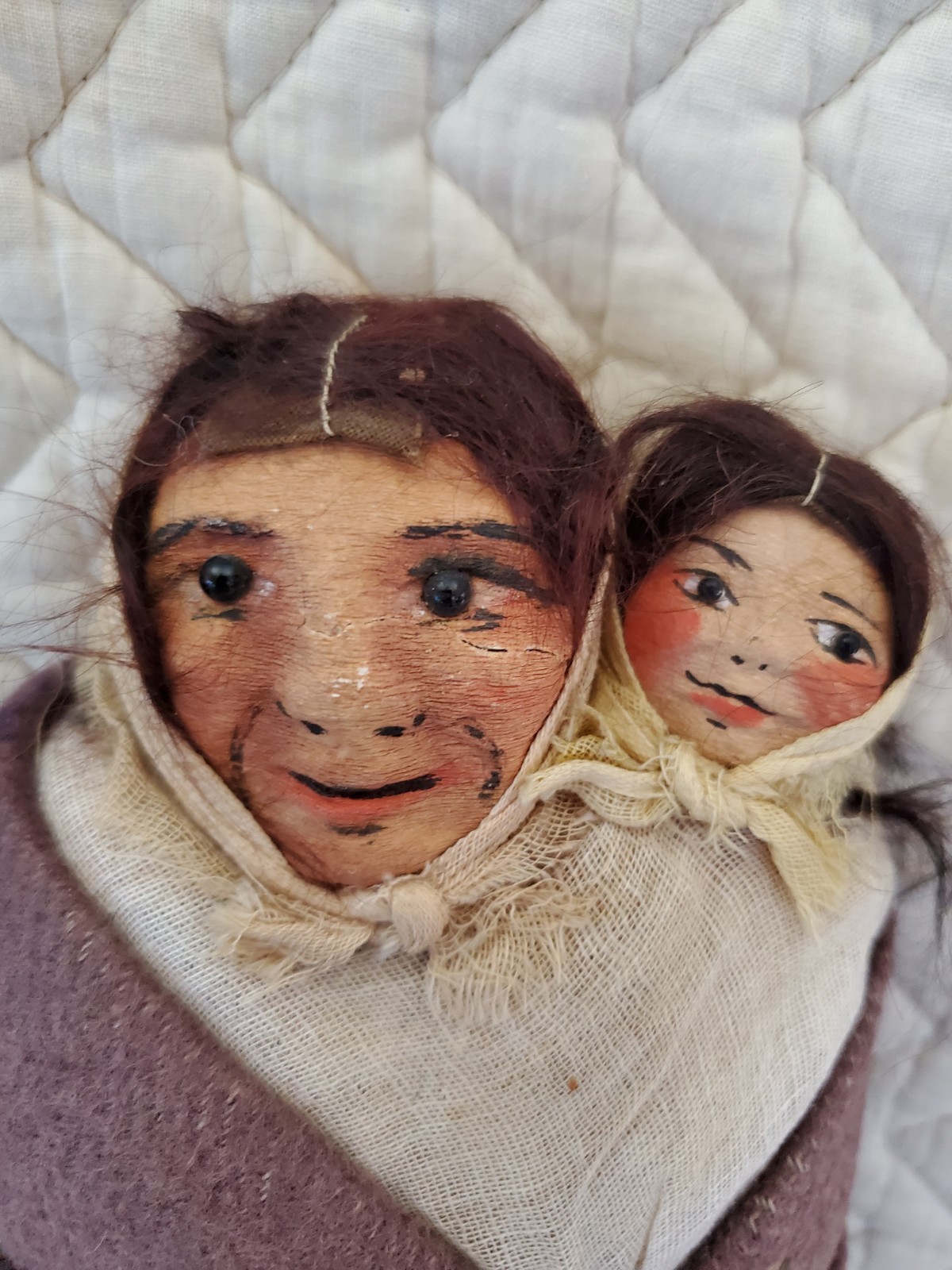 11" Early Mary Frances Woods Native American Indian Doll Skookum & Papoose