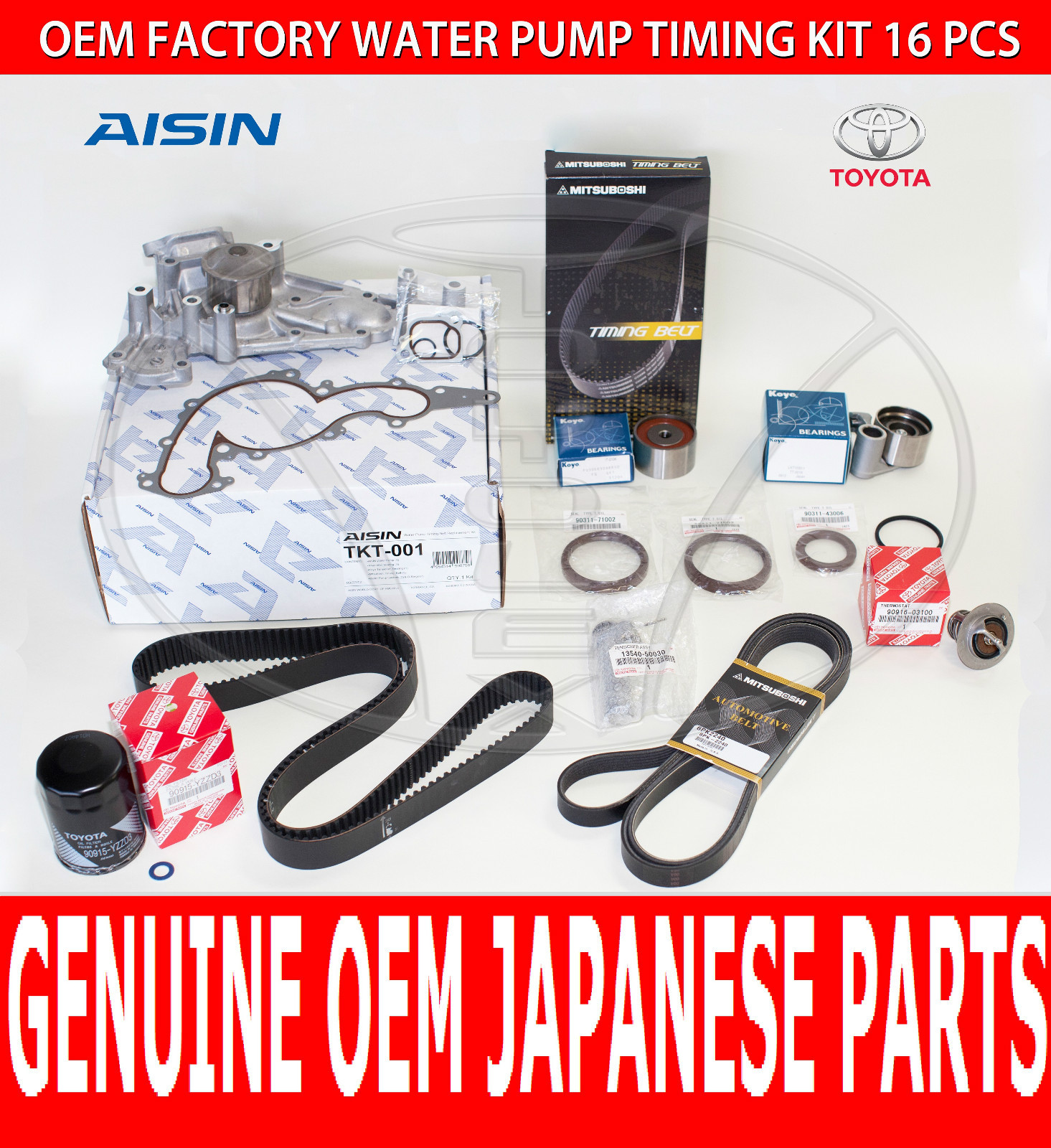 FACTORY NEW LEXUS LS430 OEM COMPLETE TIMING BELT KIT W/ WATER PUMP & DRIVE BELT