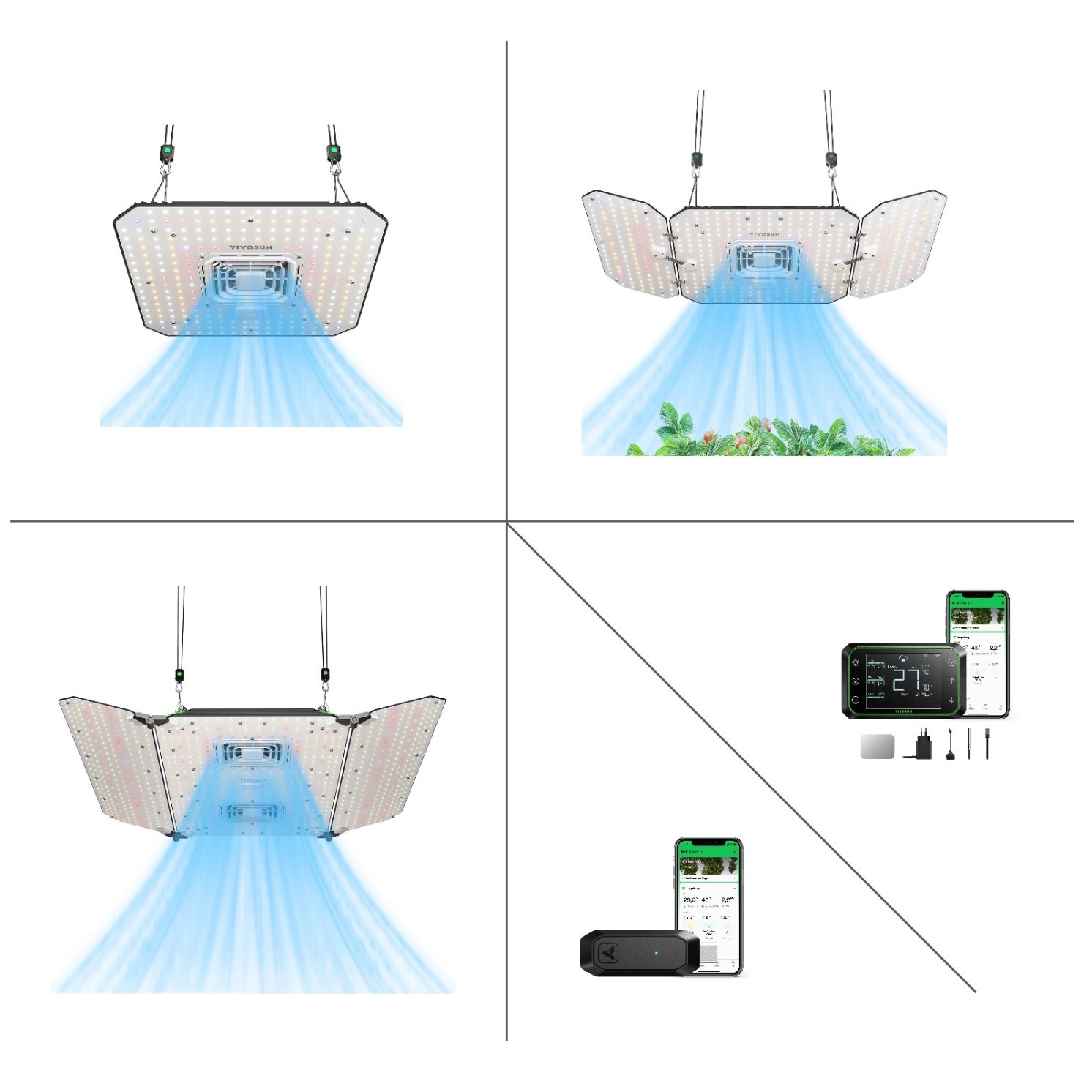 VIVOSUN AeroLight A100/AW200/AW400 LED Grow Light w/ Circulation Fan Tunable